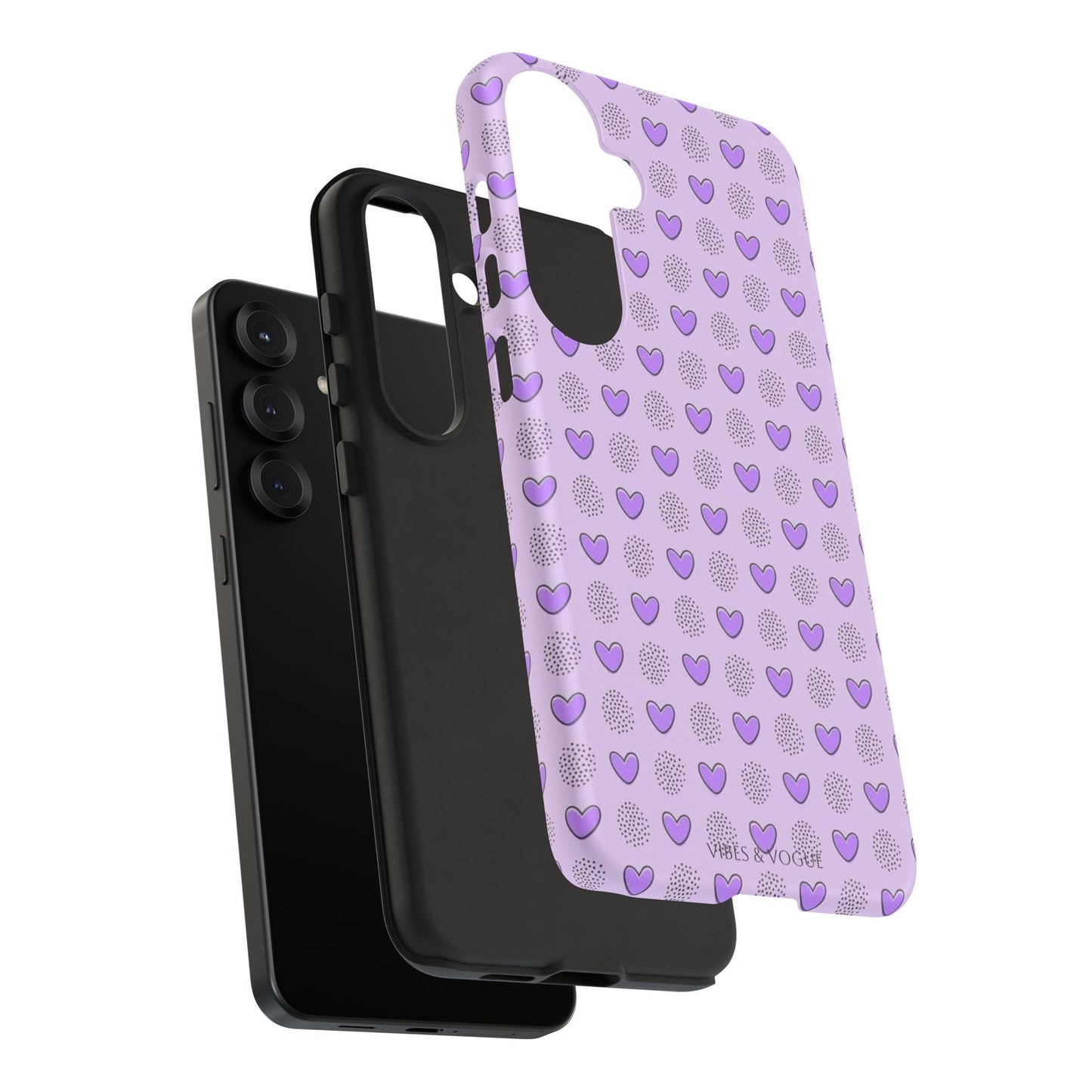 Purple Heart Pattern Phone Case - Tough Cases for a Stylish & Protective Vibe