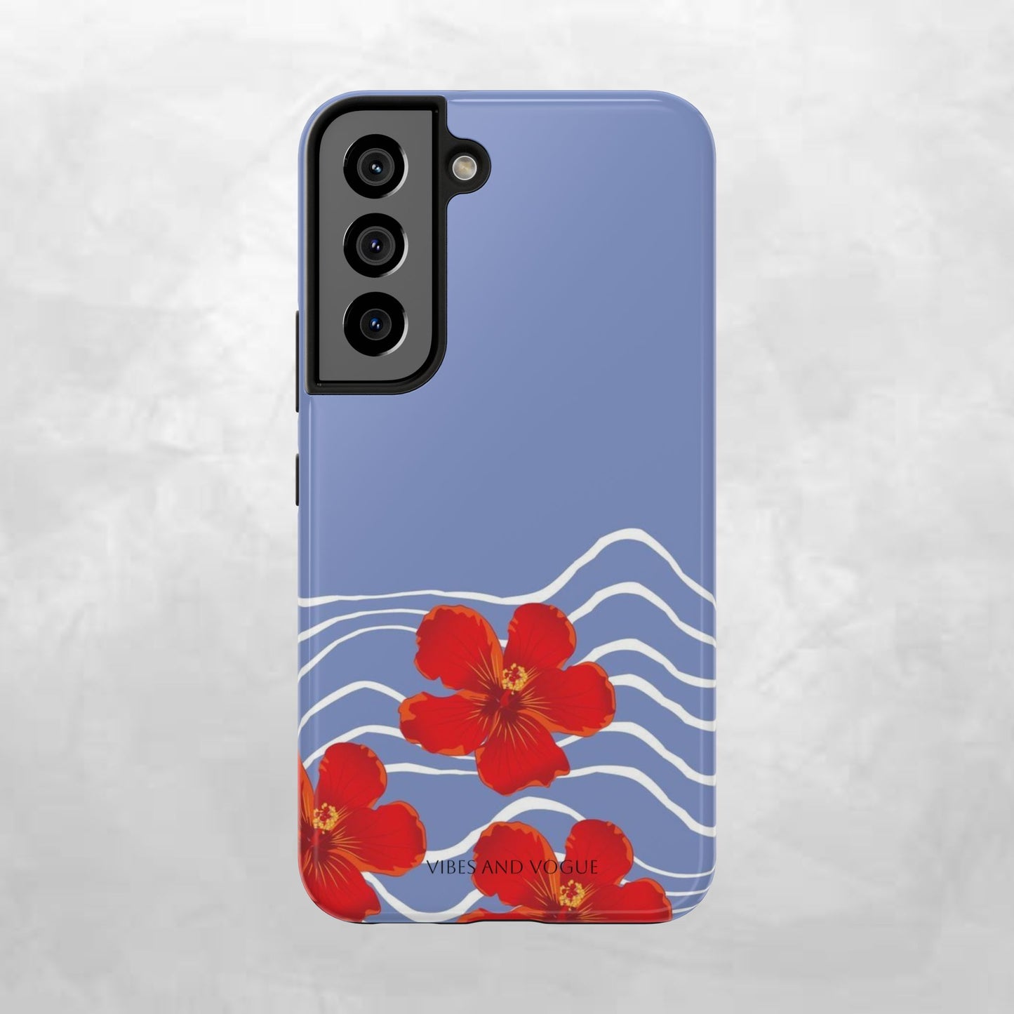 Tough Phone Case — Red Hibiscus Waves (Durable Protective Phone Cover)
