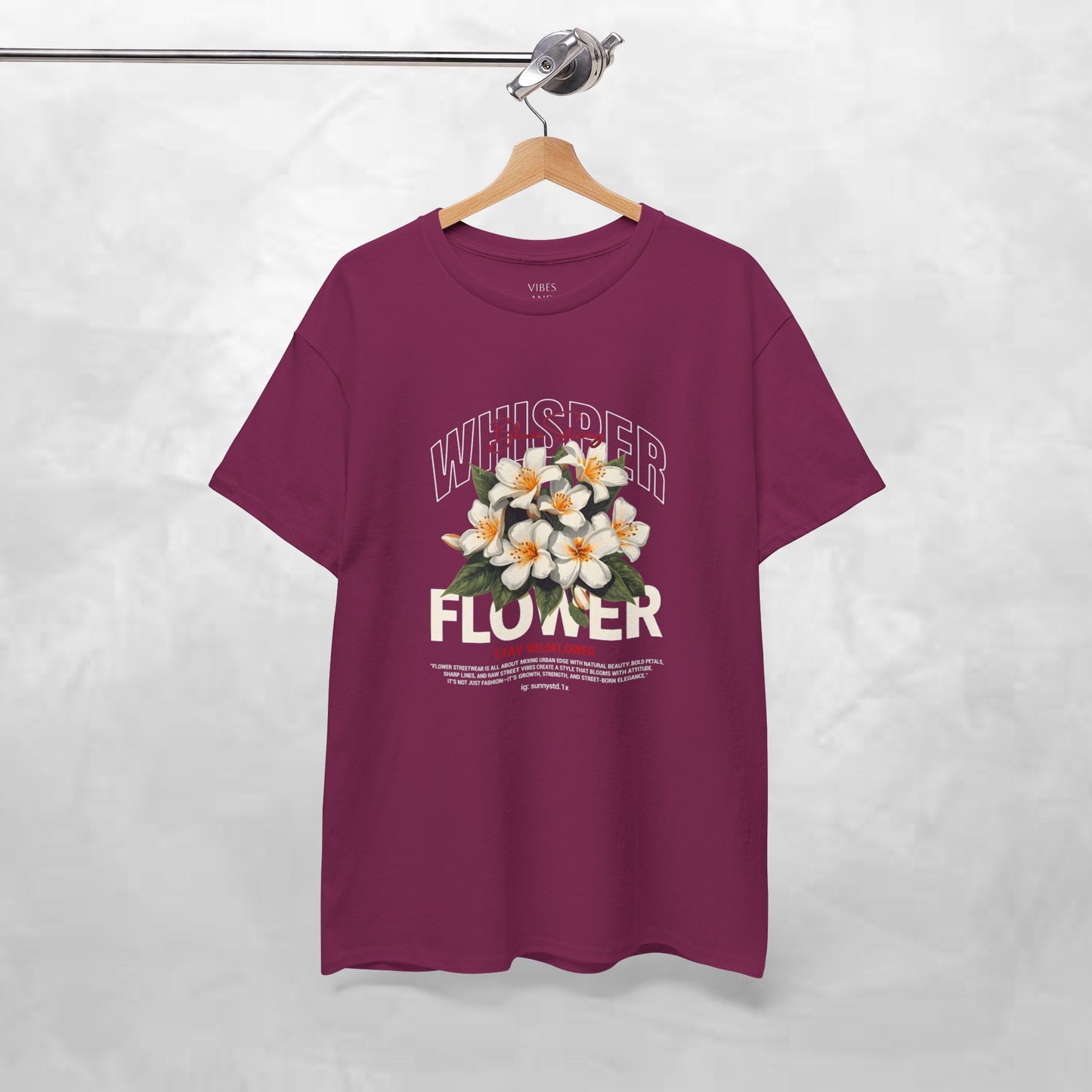 Floral "Whisper Flower" Graphic Tee — Vintage Plumeria Blossom Shirt