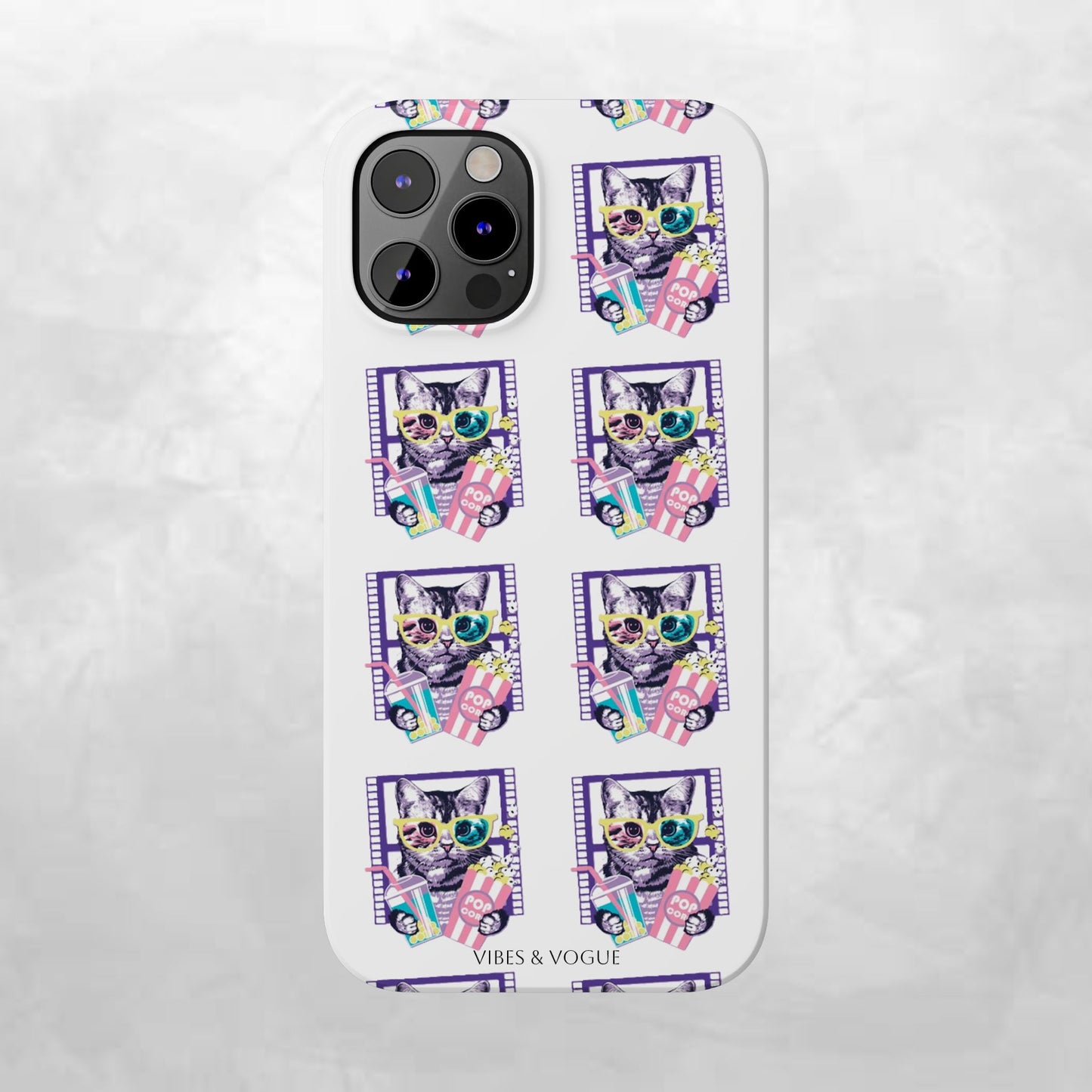 Cat Lover's Slim Phone Cases, Cute Cat Phone Covers, Pet-Themed Accessories, Gifts for Cat Lovers, Vibrant Patterned Cases