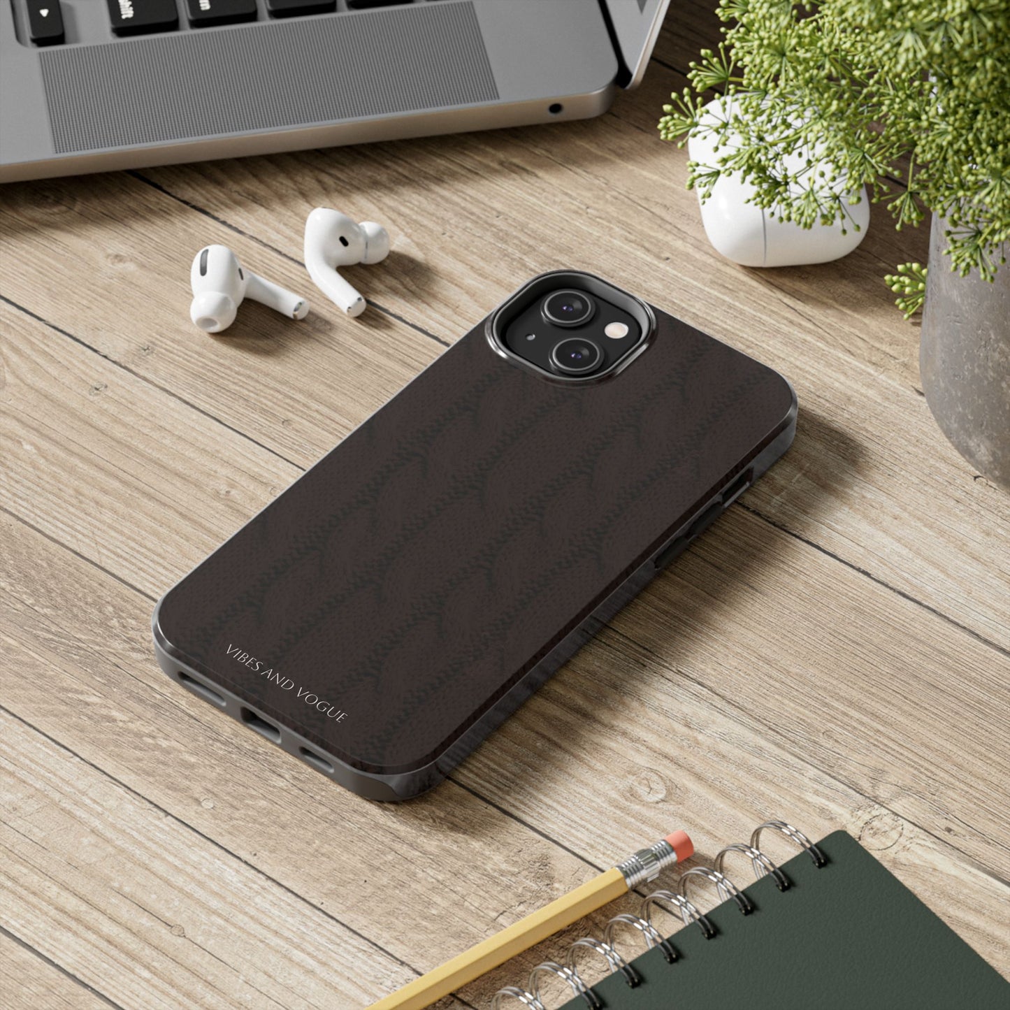 Cable Knit Chocolate Tough Phone Case — Vibes and Vogue Protective Cover
