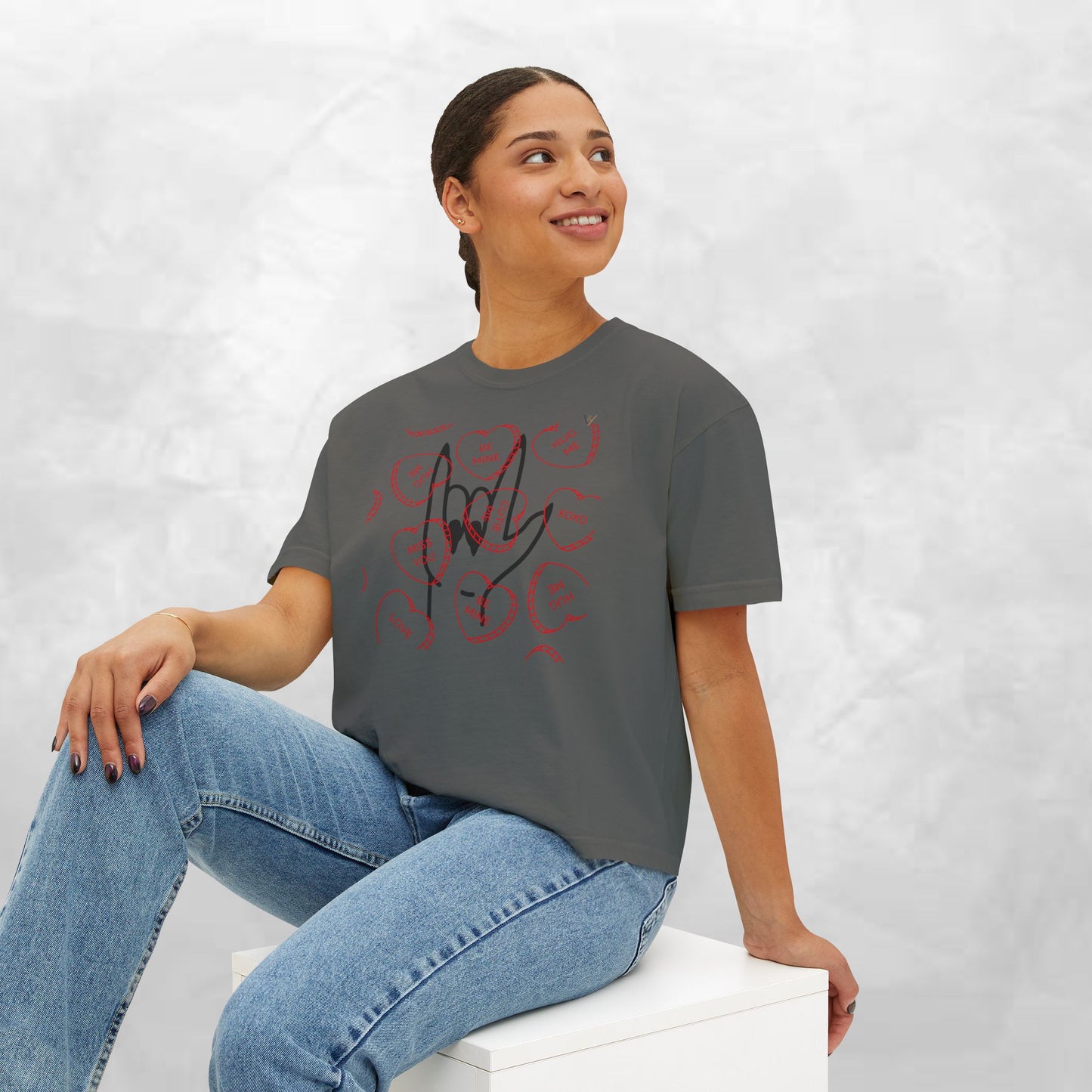 Women's Boxy Tee - Love You Graphic T-Shirt for Valentine's Day & Everyday Wear