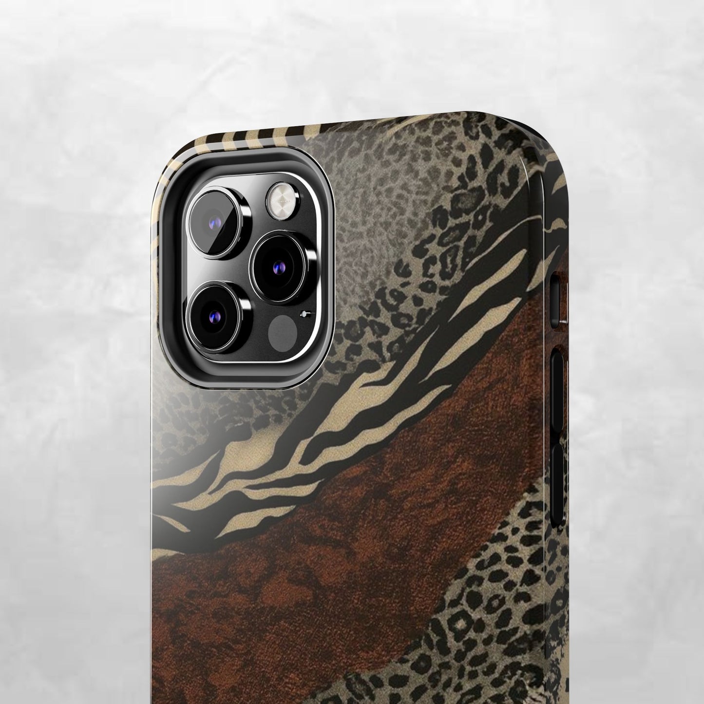 Safari Patchwork Tough Phone Case — Brown Leopard & Zebra Animal Print