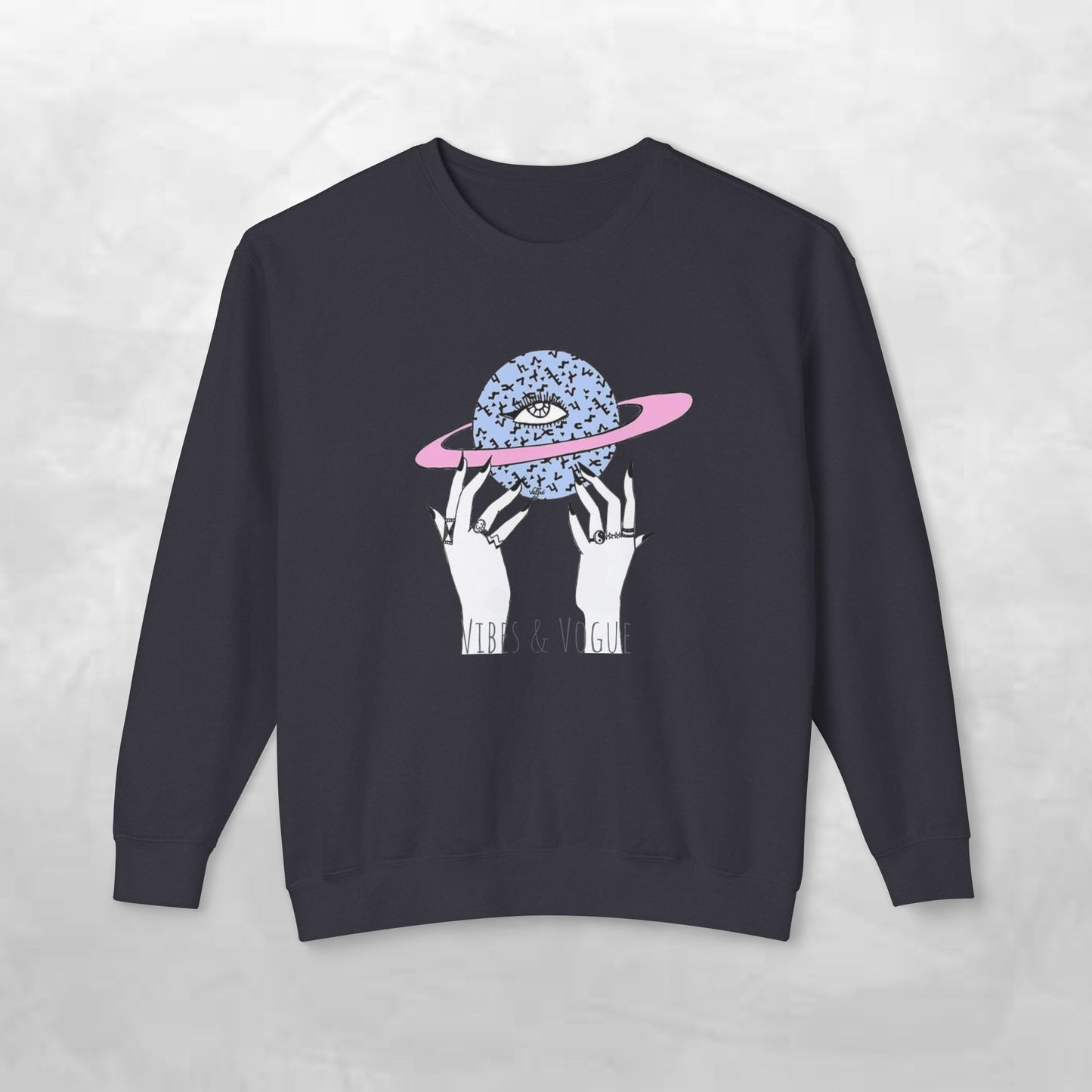 Cosmic Vibes Unisex Lightweight Crewneck Sweatshirt - Perfect for Casual Wear, Gift for Friends, Space Theme, Festivals, Everyday Comfort