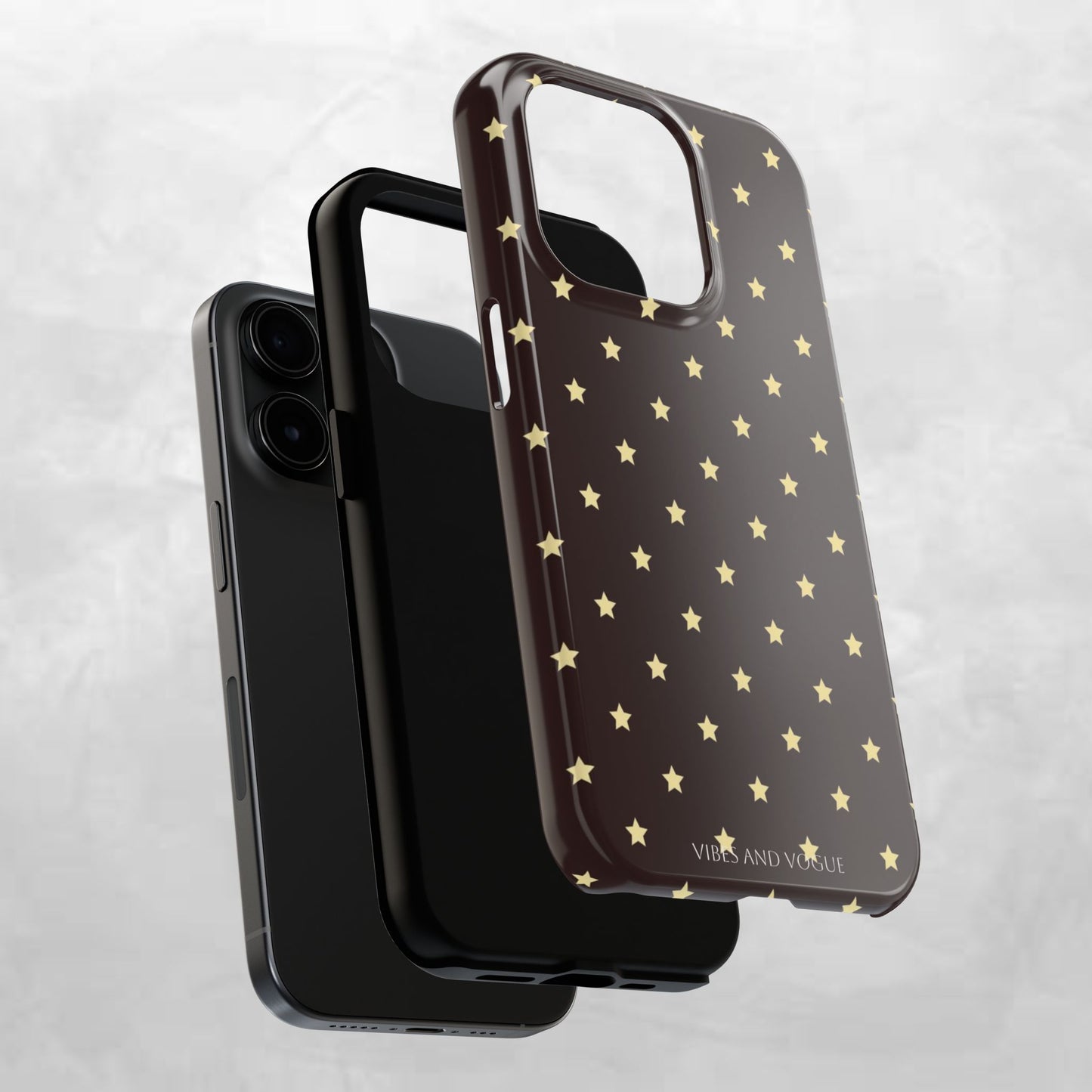 Star Pattern Tough Phone Case — Gold Stars on Chocolate Brown