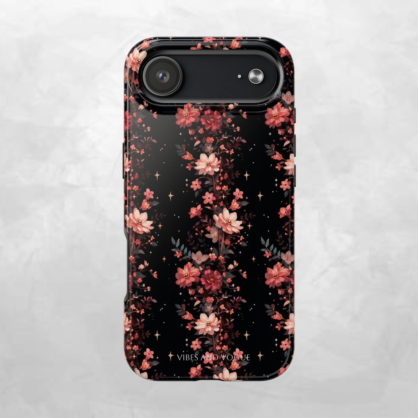 Floral Galaxy Phone Case – Dark Pink Blossom Tough Protective Case