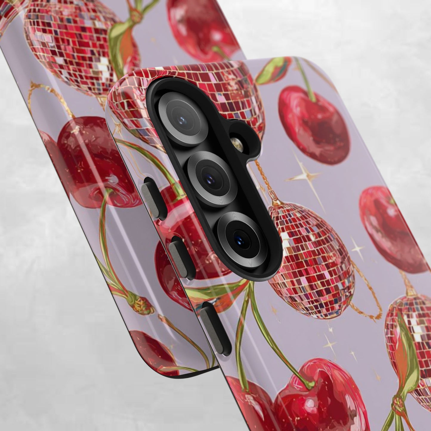 Disco Cherry Tough Phone Case — Retro Sparkle iPhone Protection
