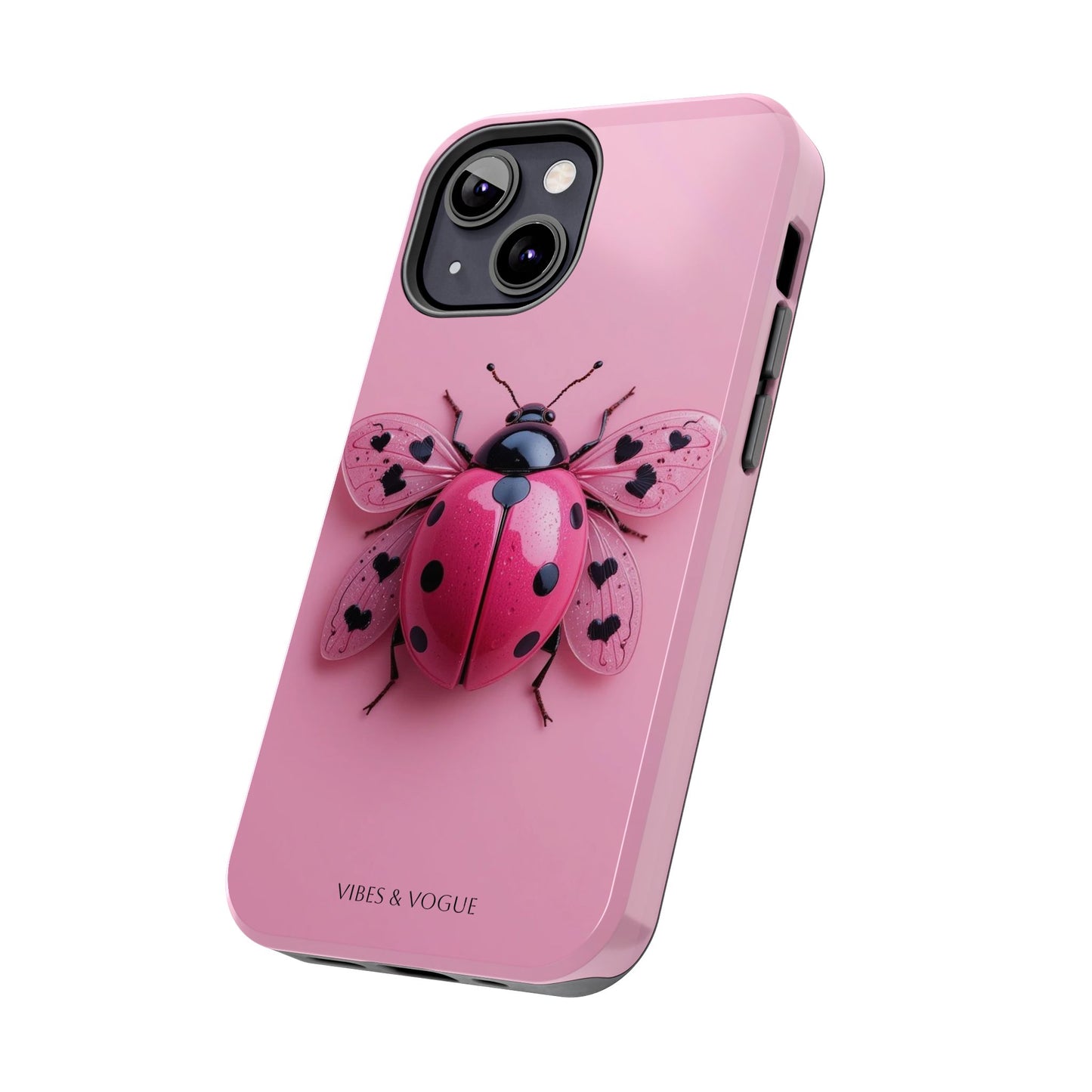 Pink Ladybug Tough Phone Case, Cute Phone Cover, Bug Lover Gift, Durable Smartphone Shell, Protective Tech Accessory