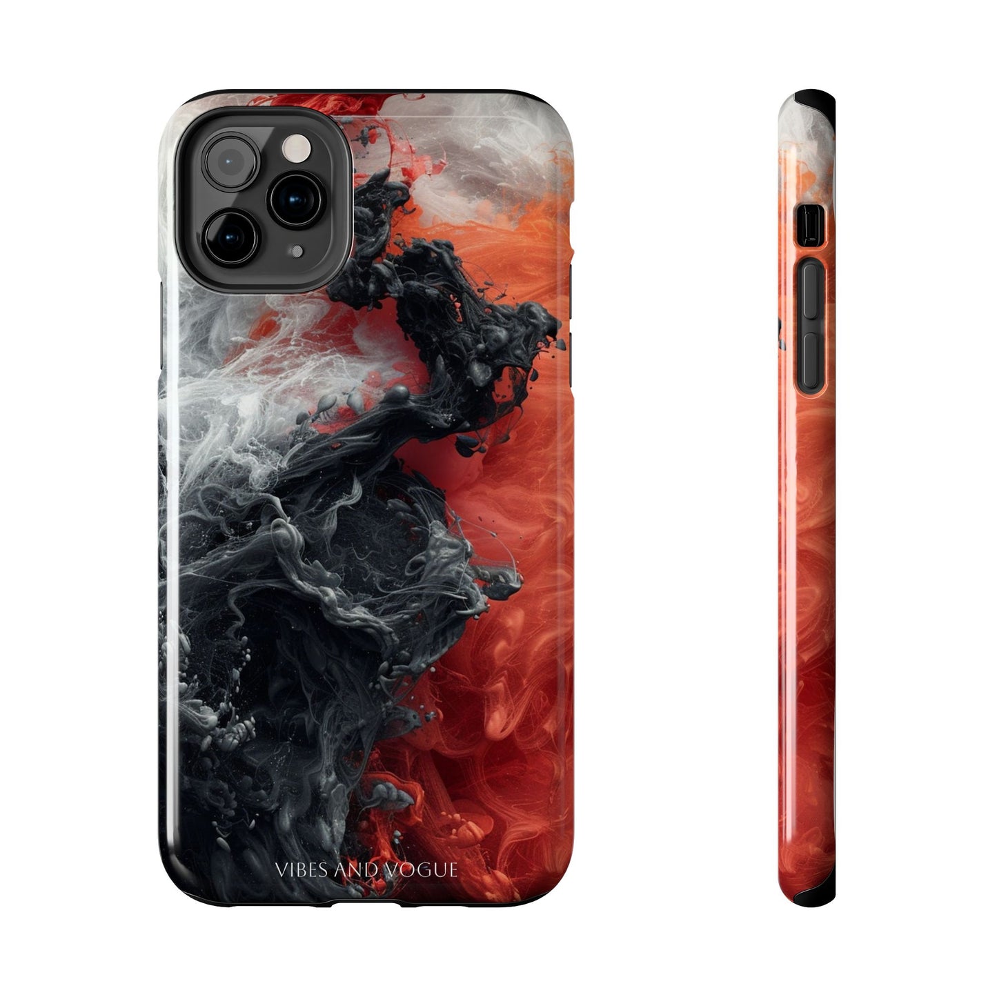 Abstract Red & Black Smoke Tough Phone Case — Vibes and Vogue Protective Cover