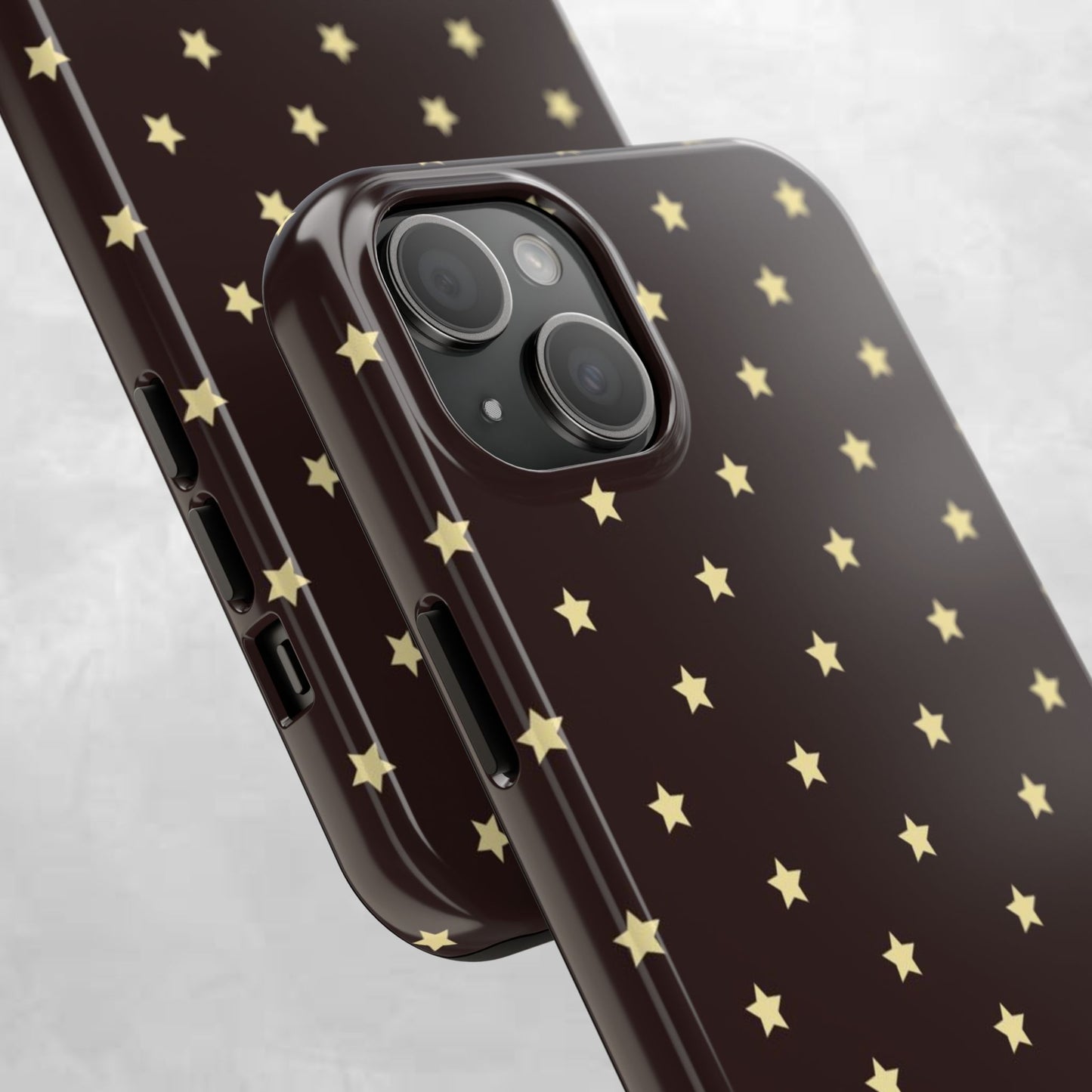 Star Pattern Tough Phone Case — Gold Stars on Chocolate Brown