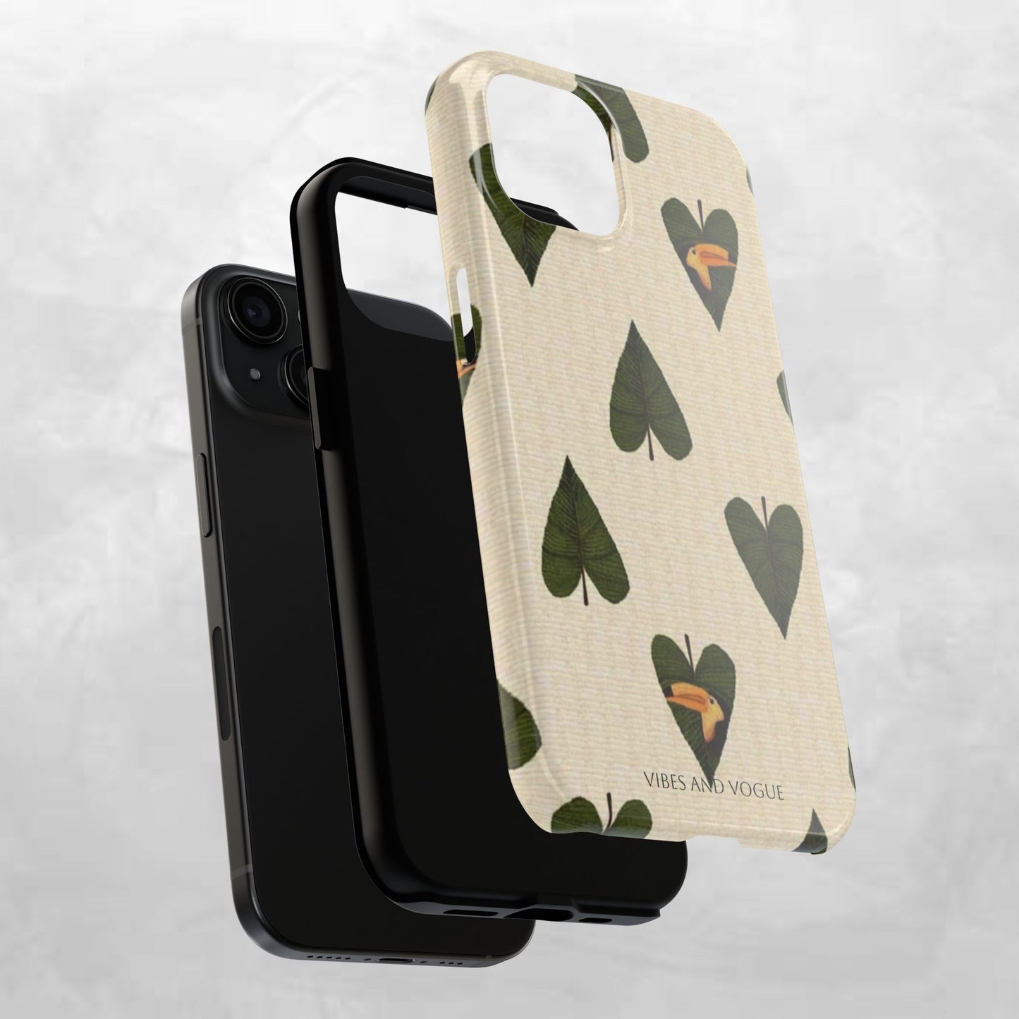 Tough Phone Case — Green Leaf Heart Pattern Tough Phone Case (Vibes and Vogue)