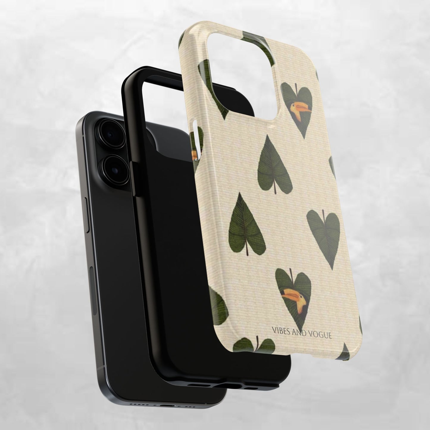 Tough Phone Case — Green Leaf Heart Pattern Tough Phone Case (Vibes and Vogue)