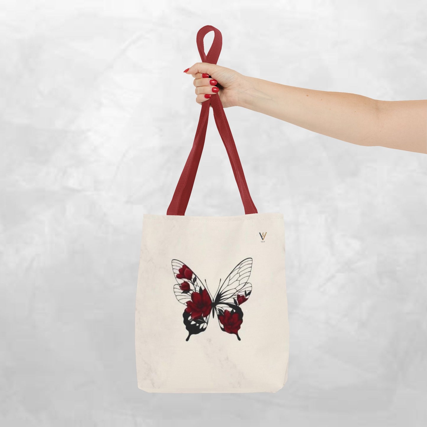 Butterfly Floral Tote Bag, Elegant Carry-All, Eco-Friendly Shopping Bag, Gift for Her, Boho Style