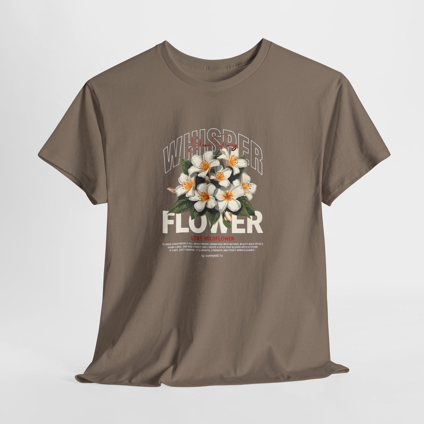 Floral "Whisper Flower" Graphic Tee — Vintage Plumeria Blossom Shirt