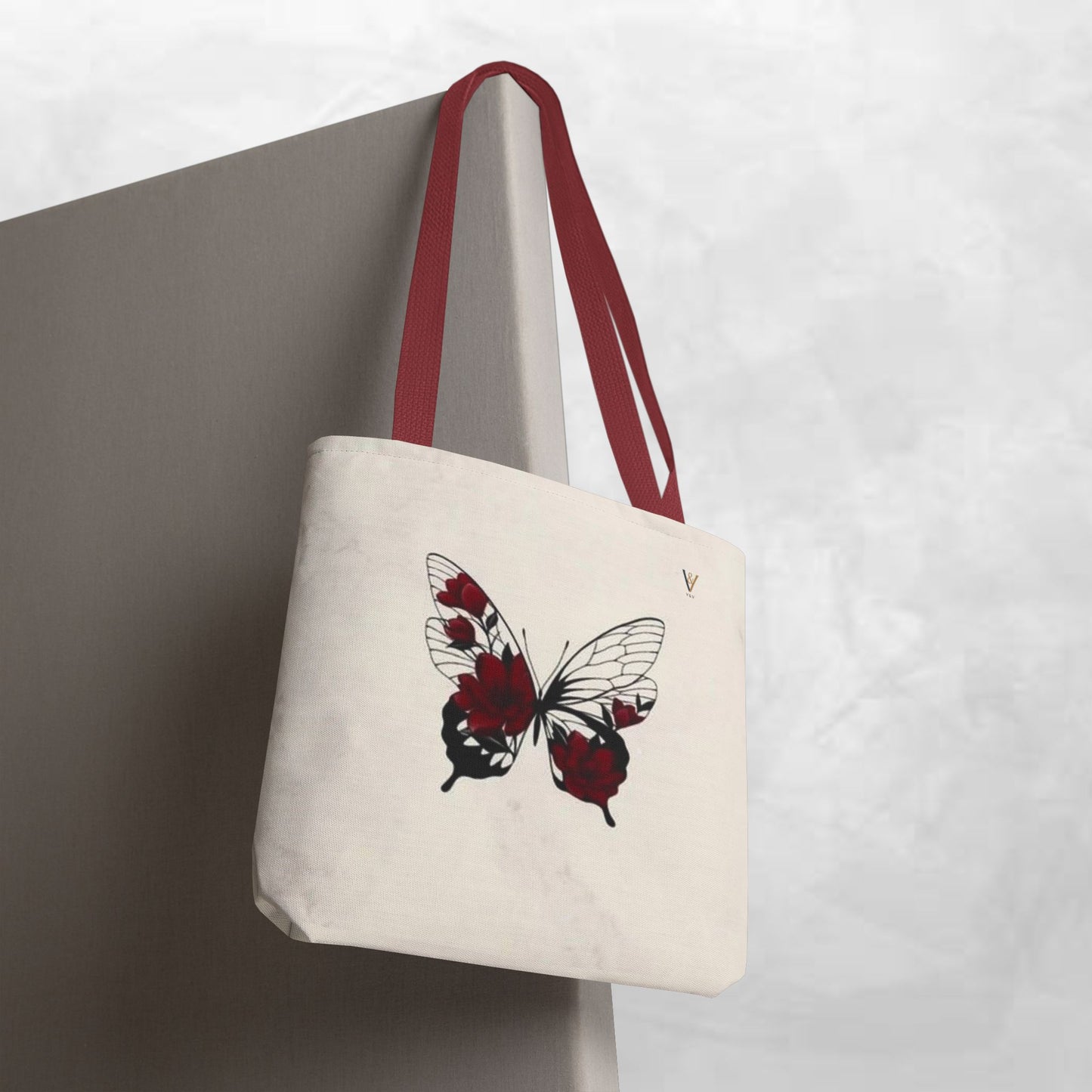 Butterfly Floral Tote Bag, Elegant Carry-All, Eco-Friendly Shopping Bag, Gift for Her, Boho Style