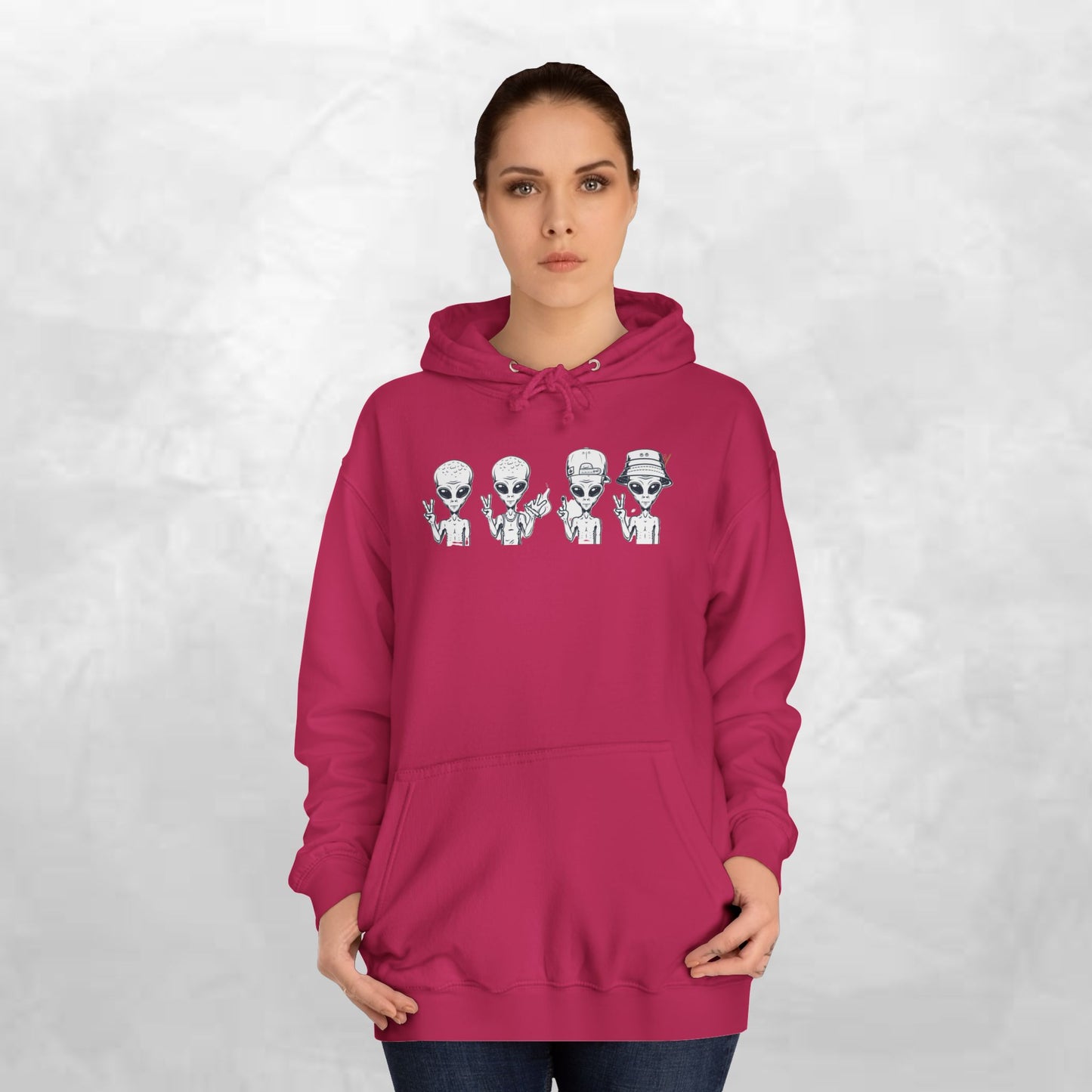 Retro Alien College Hoodie - Unisex Warm Sweatshirt for Campus Style