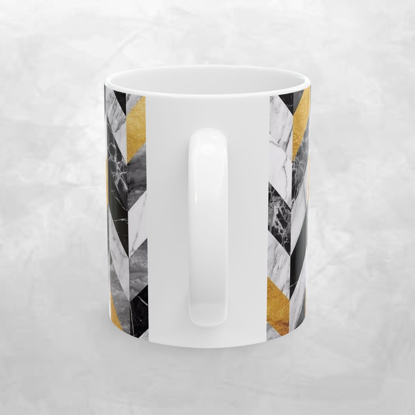 Luxurious Chevron Ceramic Mug - Marble & Gold Design (11oz, 15oz)