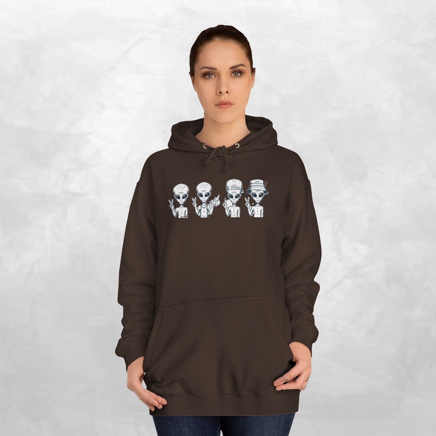Retro Alien College Hoodie - Unisex Warm Sweatshirt for Campus Style