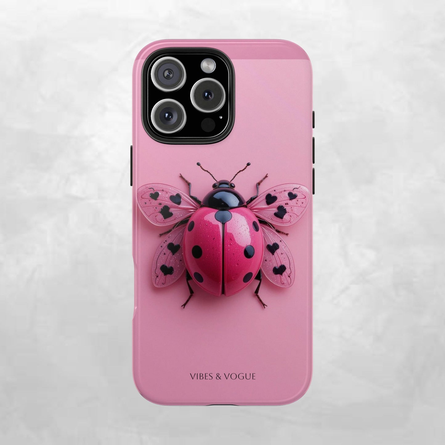 Pink Ladybug Tough Phone Case, Cute Phone Cover, Bug Lover Gift, Durable Smartphone Shell, Protective Tech Accessory