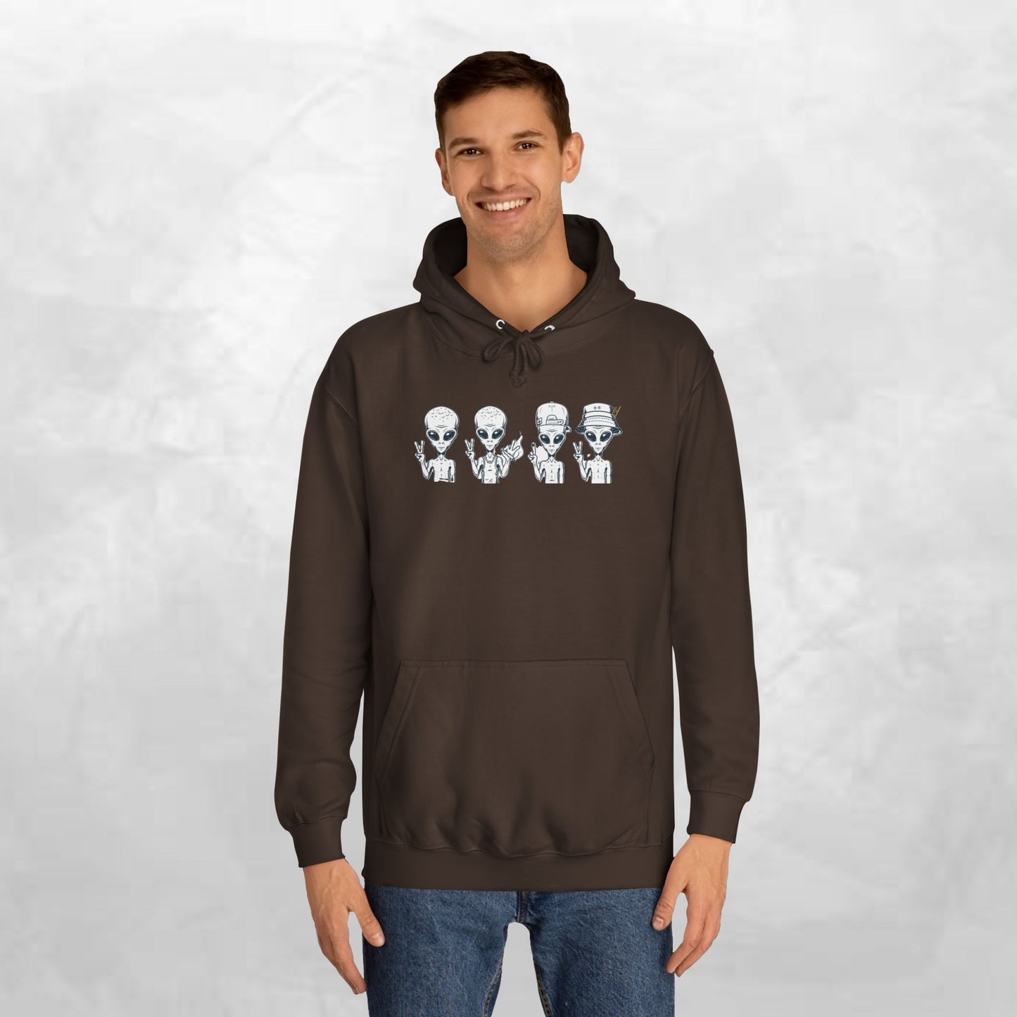 Retro Alien College Hoodie - Unisex Warm Sweatshirt for Campus Style