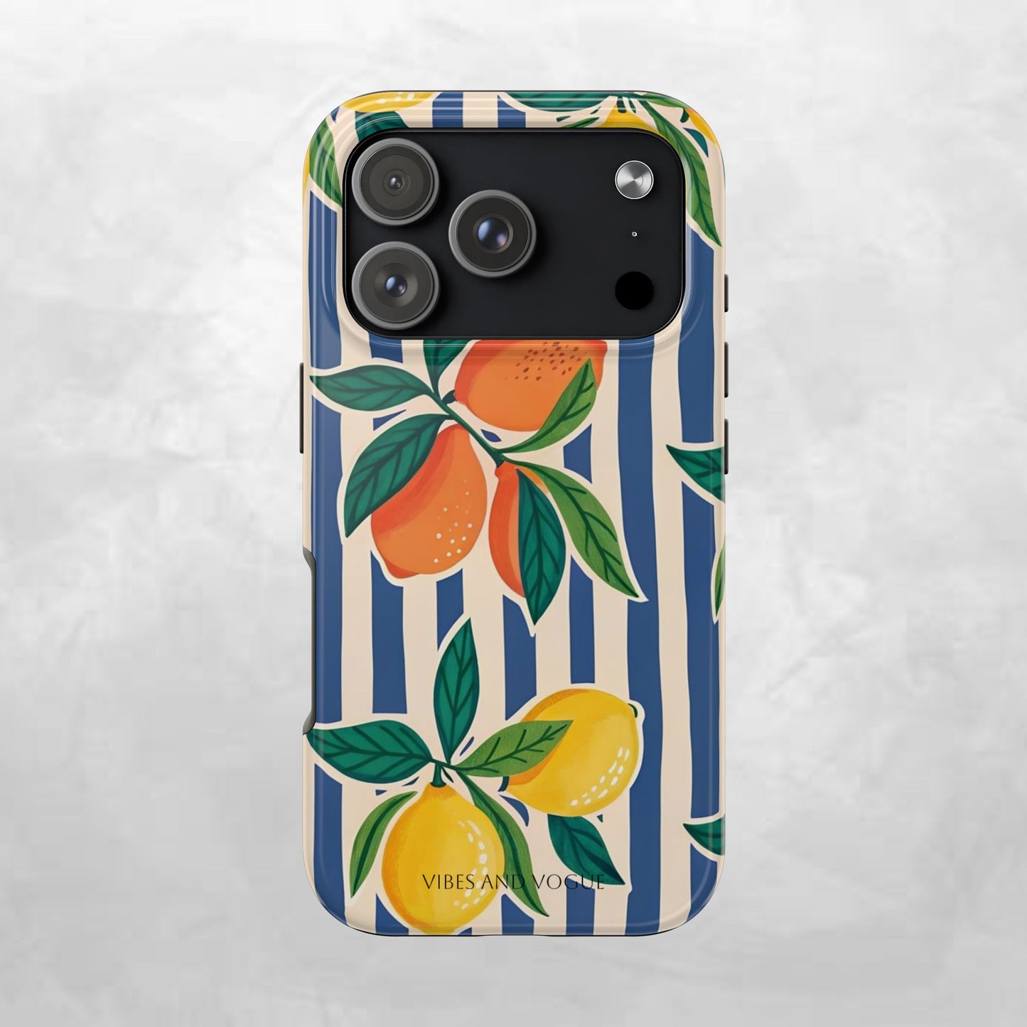 Lemon & Orange Stripe Tough Phone Case — Vibrant Citrus Pattern Protective Cover
