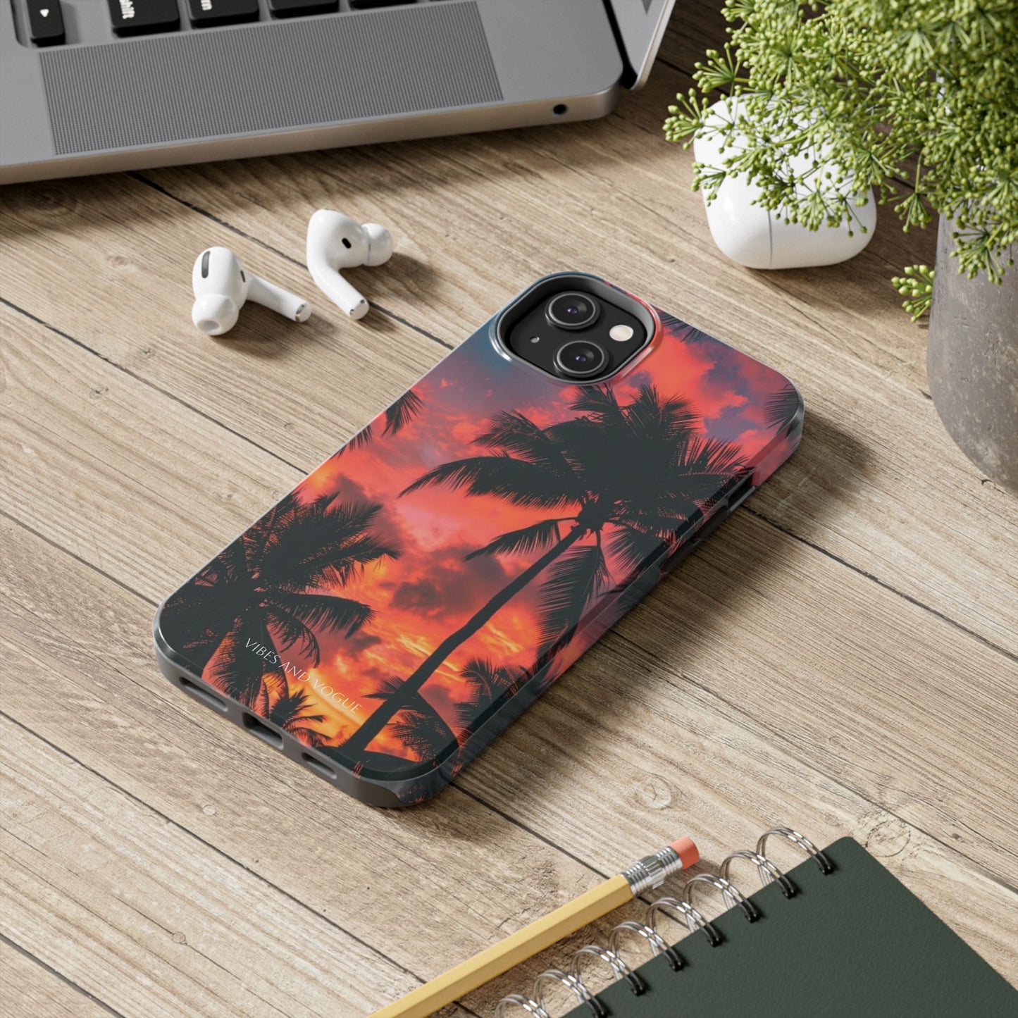 Tropical Sunset Tough Phone Case — Palm Tree Sunset Protective Phone Cover