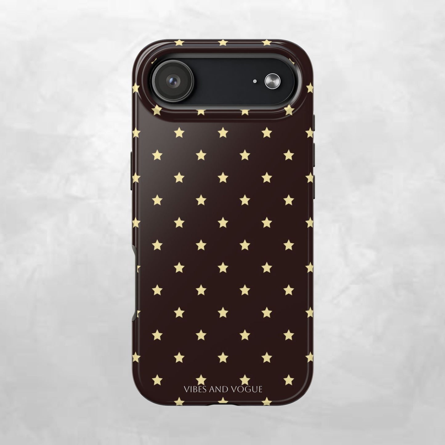 Star Pattern Tough Phone Case — Gold Stars on Chocolate Brown