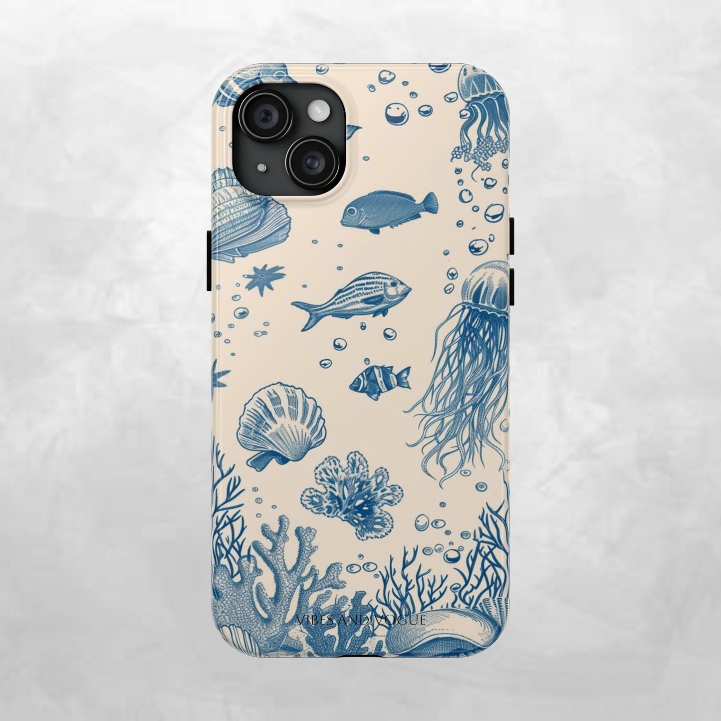Ocean Blue Marine Pattern Tough Phone Case