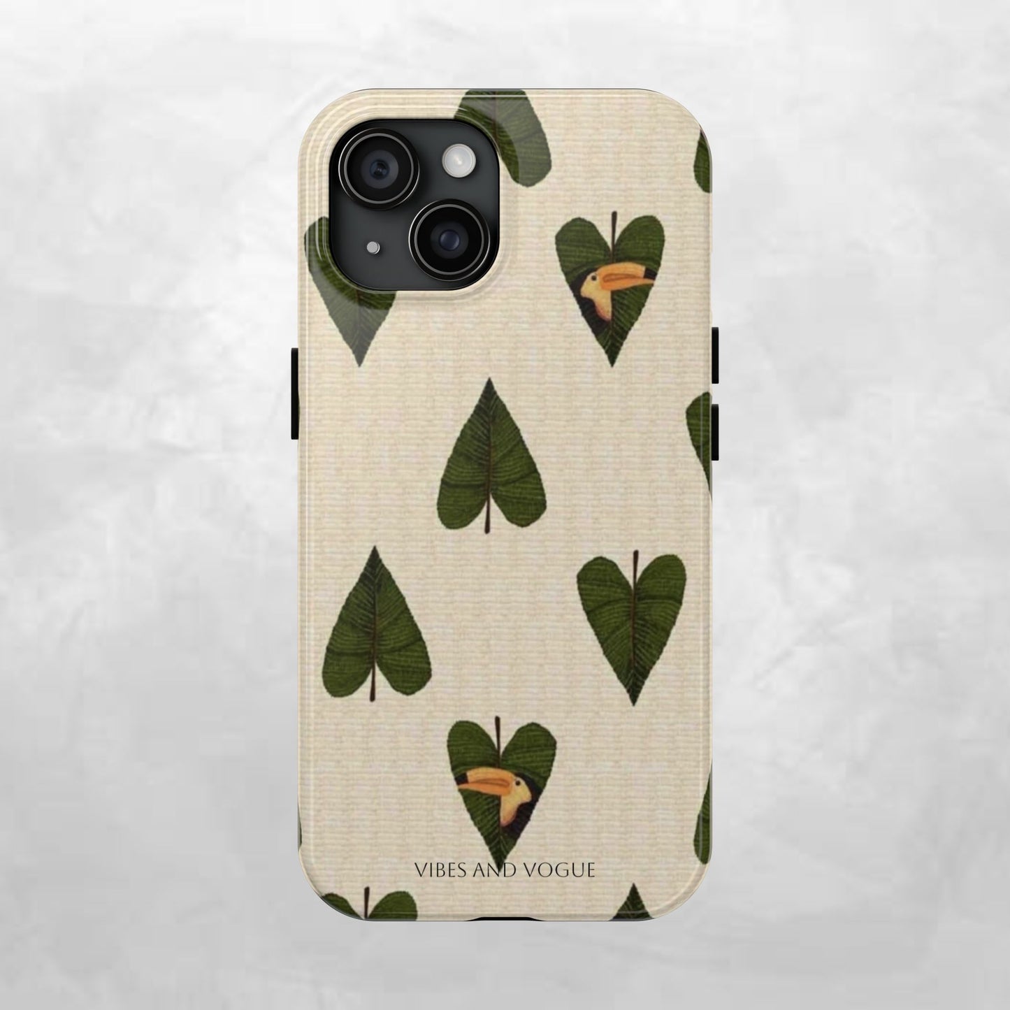 Tough Phone Case — Green Leaf Heart Pattern Tough Phone Case (Vibes and Vogue)