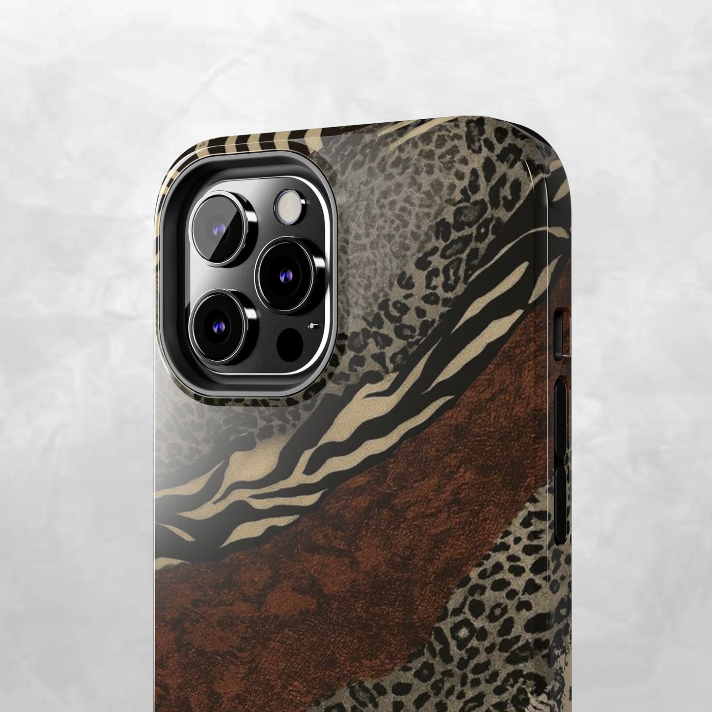 Safari Patchwork Tough Phone Case — Brown Leopard & Zebra Animal Print