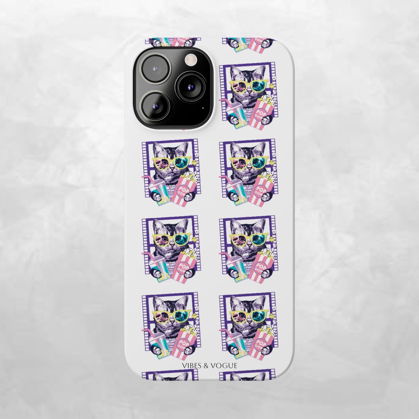 Cat Lover's Slim Phone Cases, Cute Cat Phone Covers, Pet-Themed Accessories, Gifts for Cat Lovers, Vibrant Patterned Cases