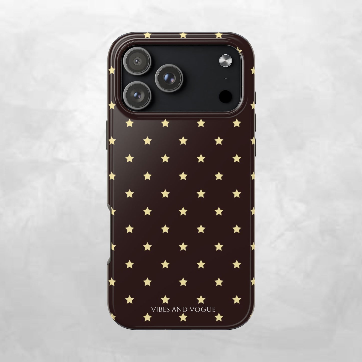 Star Pattern Tough Phone Case — Gold Stars on Chocolate Brown