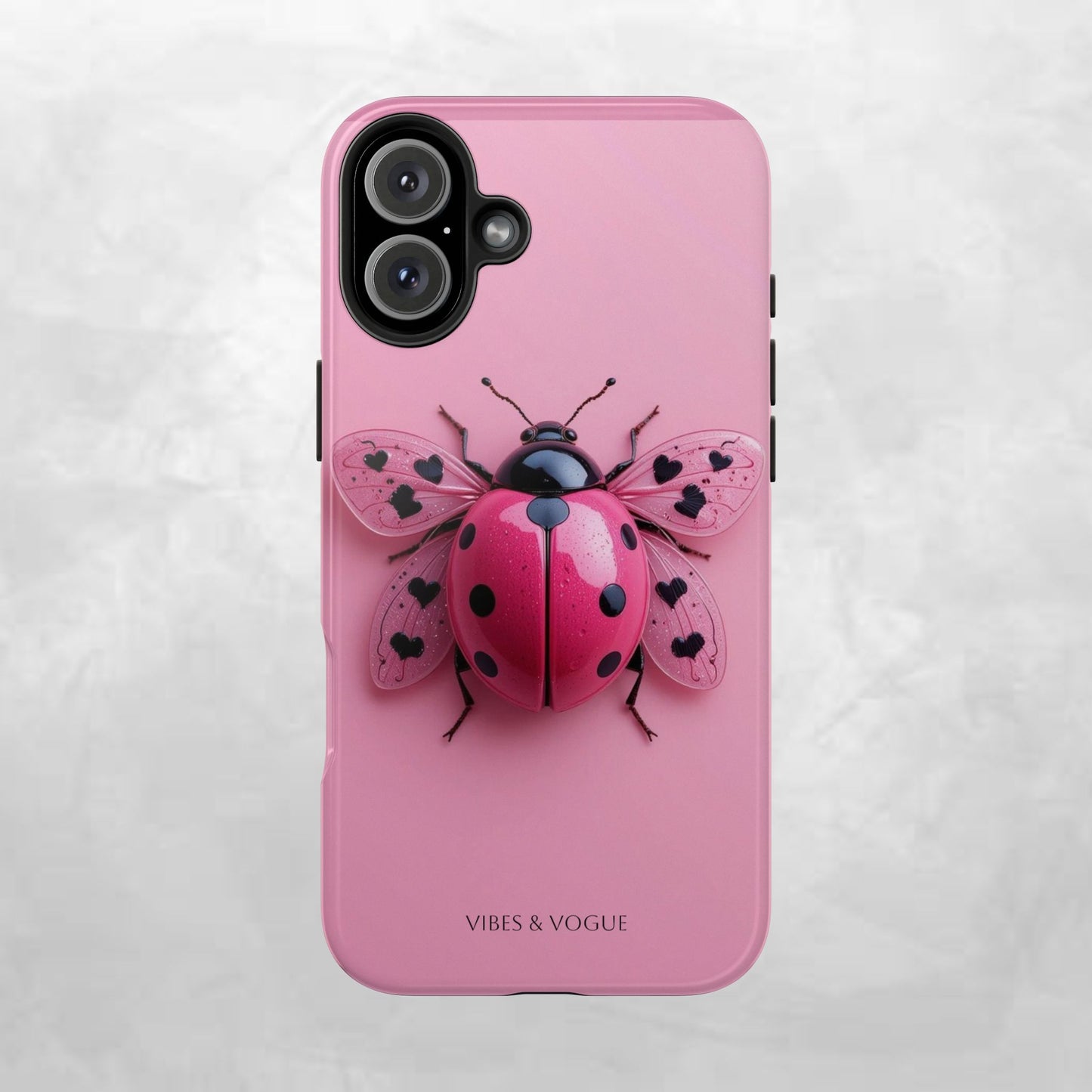 Pink Ladybug Tough Phone Case, Cute Phone Cover, Bug Lover Gift, Durable Smartphone Shell, Protective Tech Accessory
