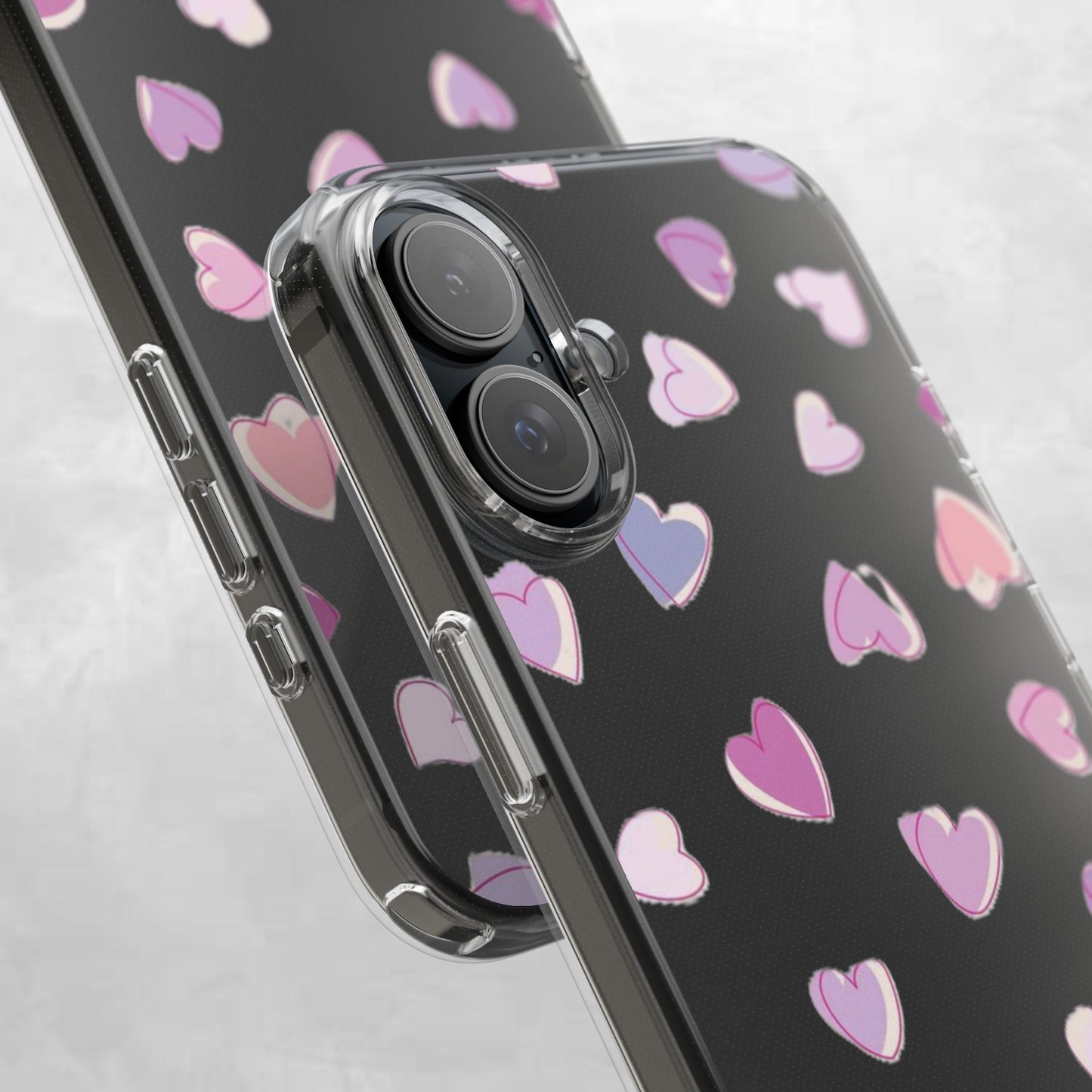 Heart Pattern Clear Case, Cute Phone Cover, Valentine's Day Gift, Trendy Phone Accessory, Love Theme Case