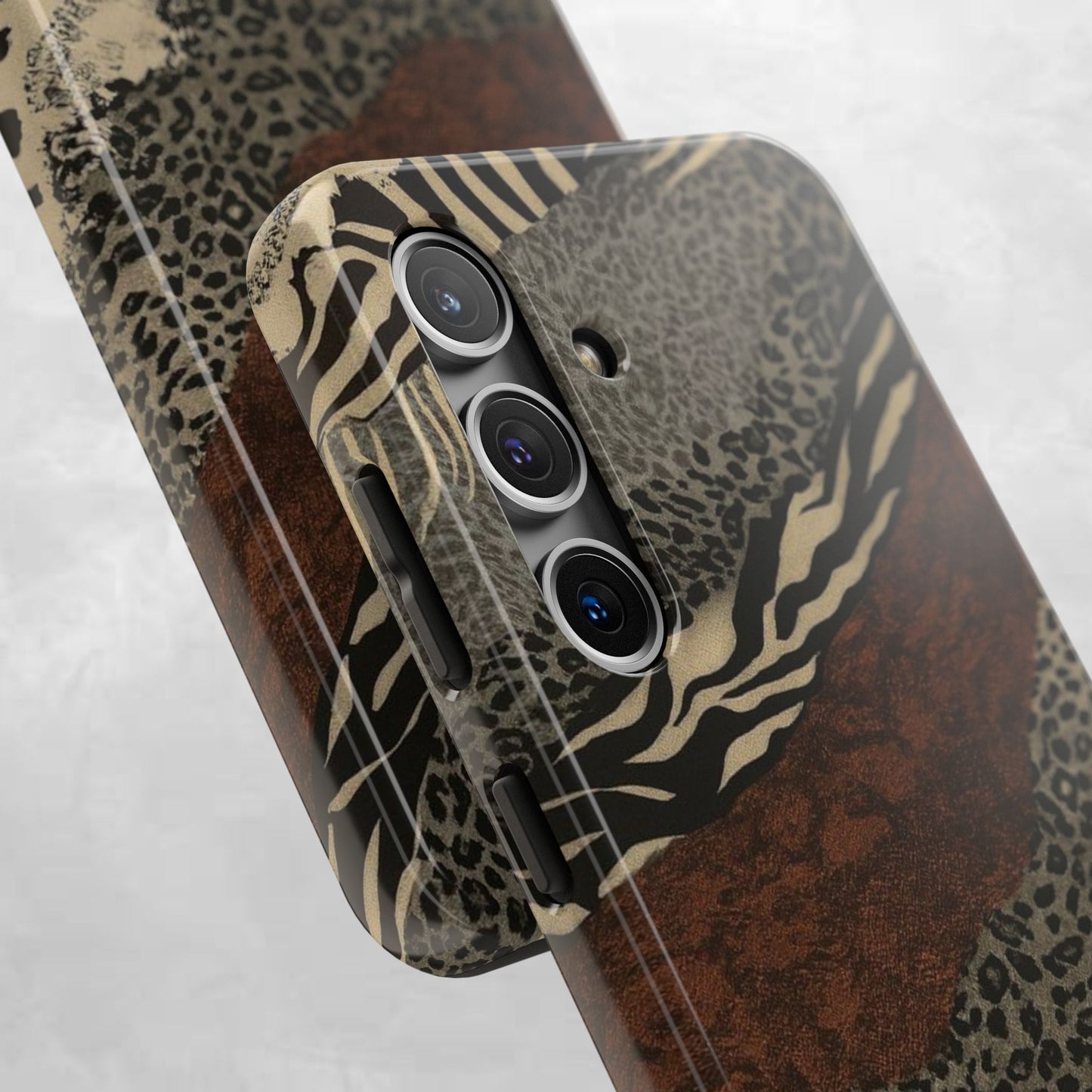 Safari Patchwork Tough Phone Case — Brown Leopard & Zebra Animal Print