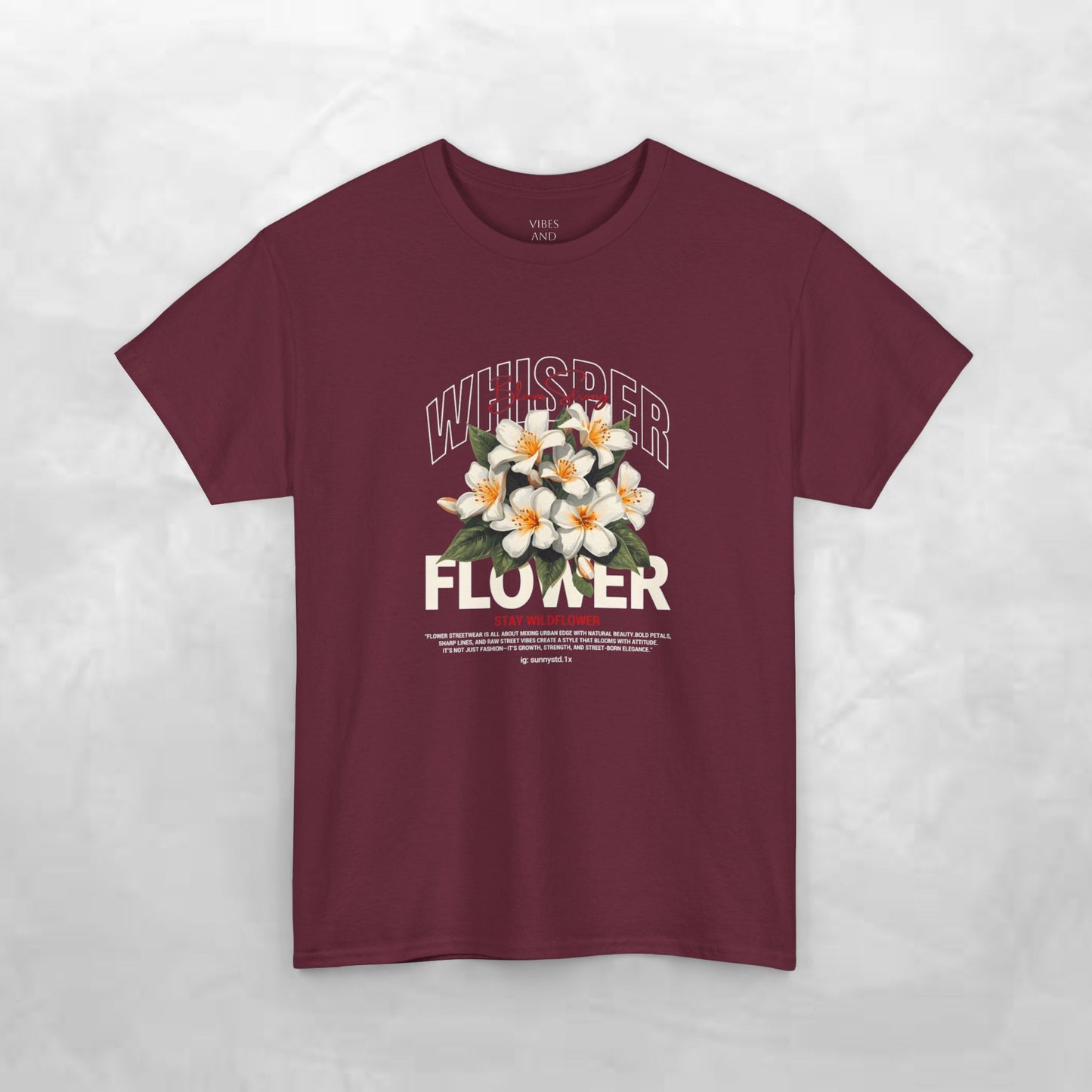 Floral "Whisper Flower" Graphic Tee — Vintage Plumeria Blossom Shirt