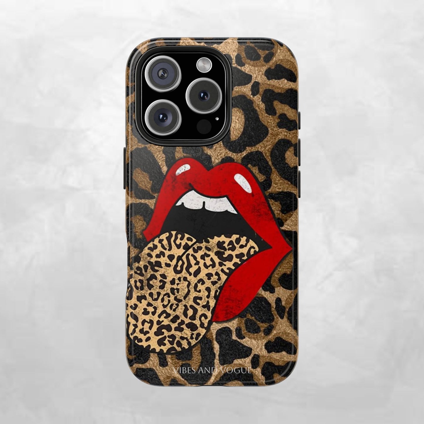 Leopard Lip Tough Phone Case — Bold Animal Print Phone Cover