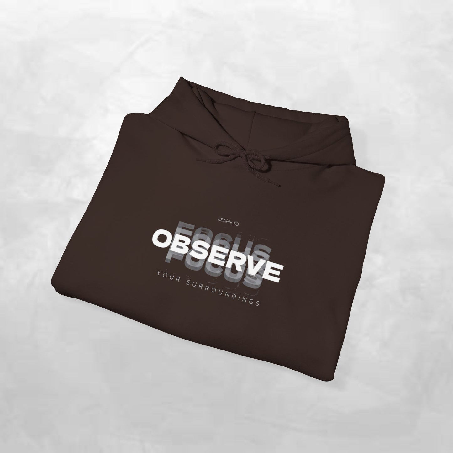 Observe Hoodie — Minimalist Glitch Text Black Pullover