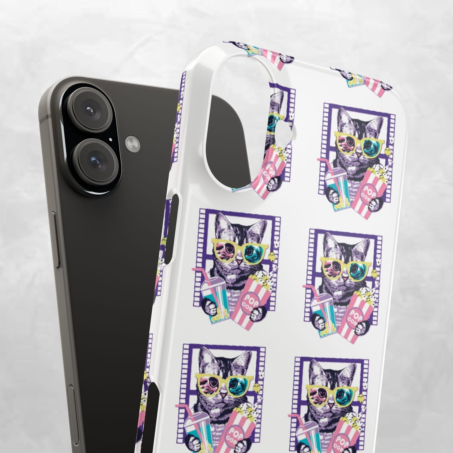 Cat Lover's Slim Phone Cases, Cute Cat Phone Covers, Pet-Themed Accessories, Gifts for Cat Lovers, Vibrant Patterned Cases