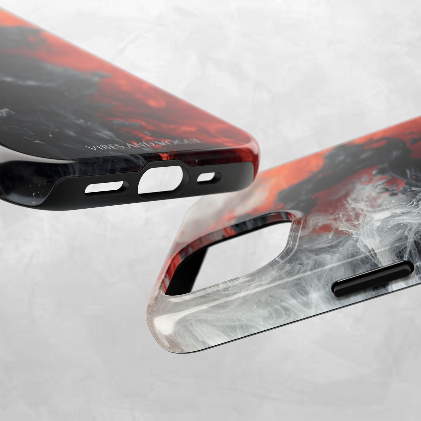 Abstract Red & Black Smoke Tough Phone Case — Vibes and Vogue Protective Cover