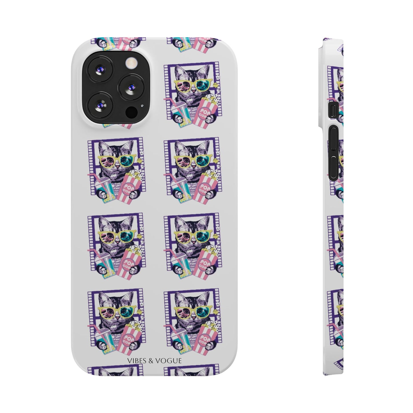 Cat Lover's Slim Phone Cases, Cute Cat Phone Covers, Pet-Themed Accessories, Gifts for Cat Lovers, Vibrant Patterned Cases