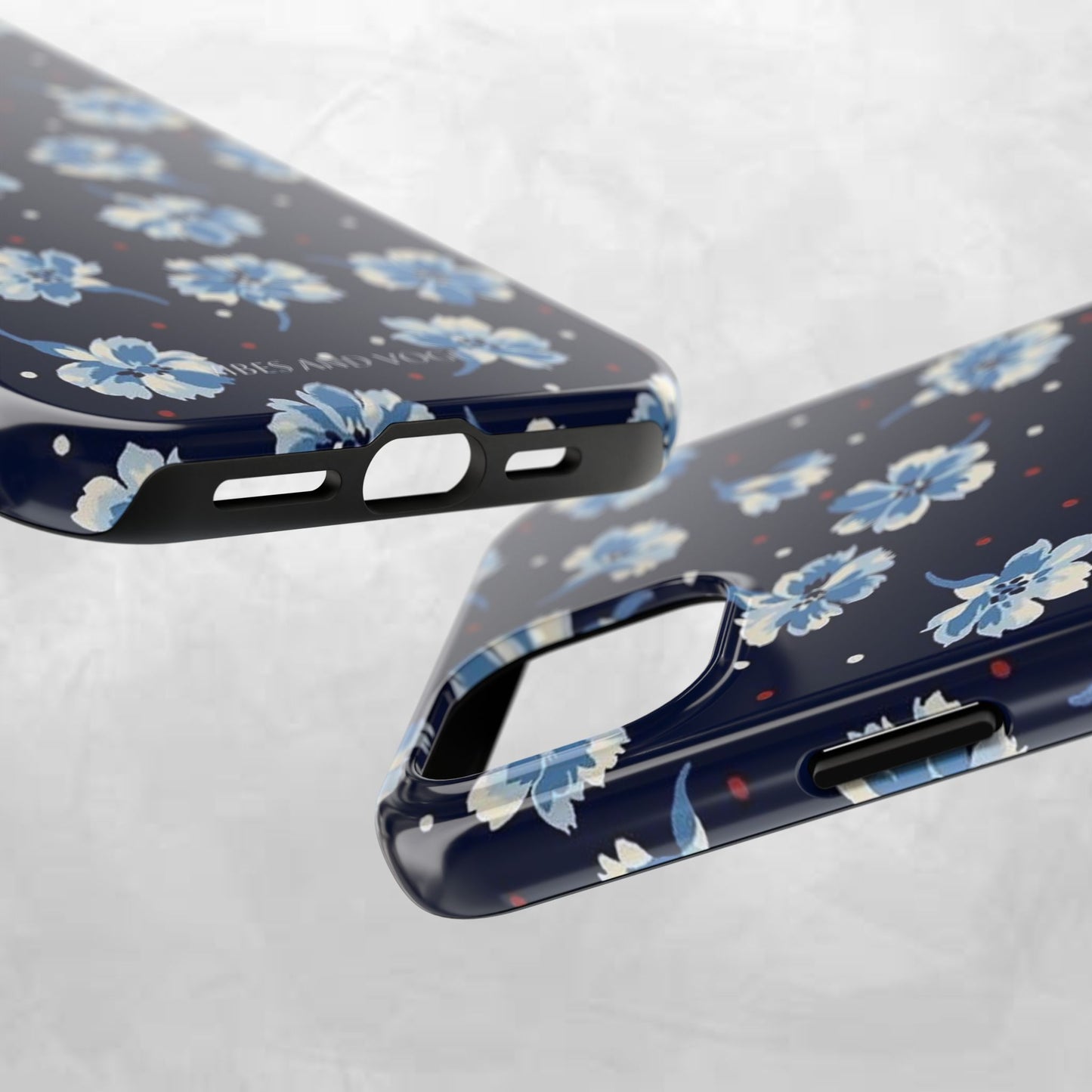 Floral Navy Tough Phone Case — Blue Blossom Protective Phone Cover