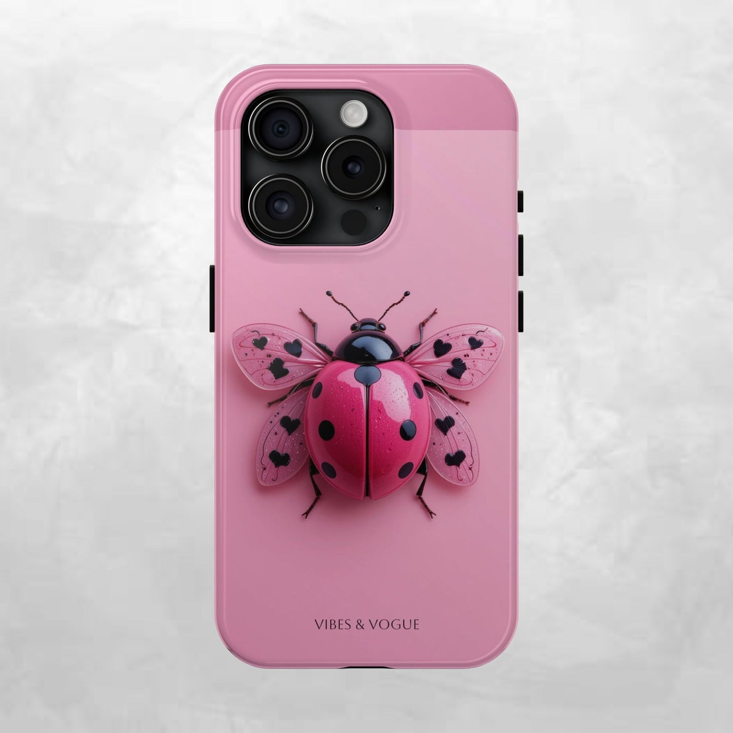 Pink Ladybug Tough Phone Case, Cute Phone Cover, Bug Lover Gift, Durable Smartphone Shell, Protective Tech Accessory