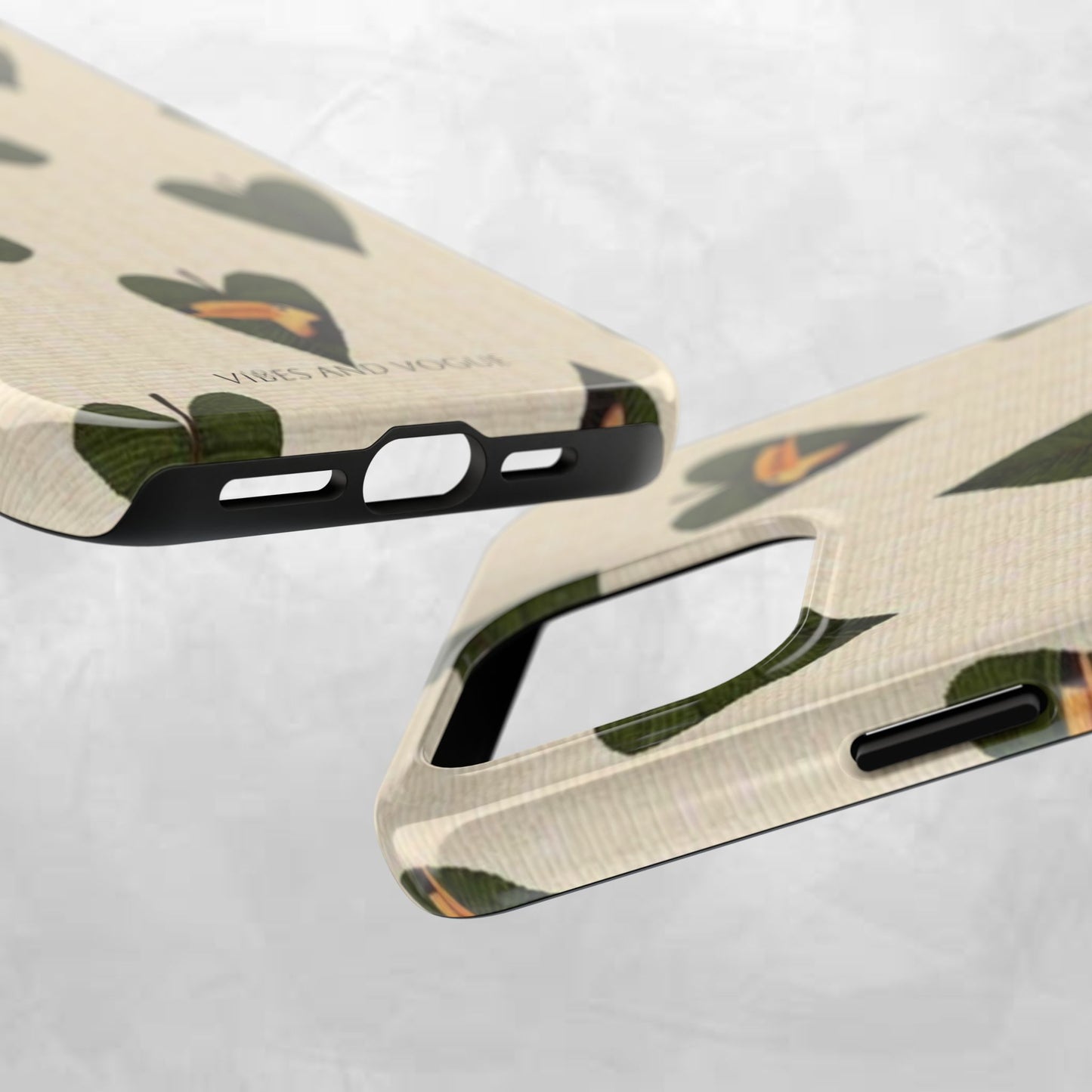 Tough Phone Case — Green Leaf Heart Pattern Tough Phone Case (Vibes and Vogue)