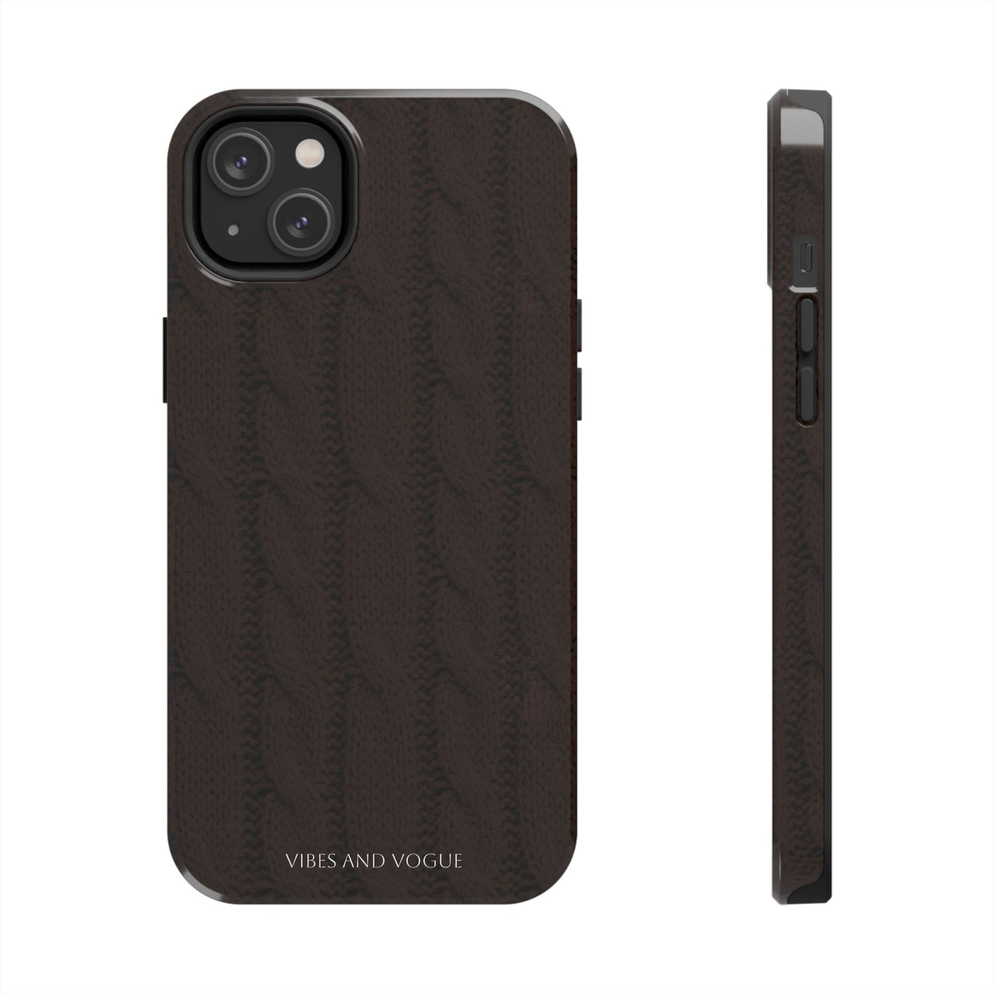 Cable Knit Chocolate Tough Phone Case — Vibes and Vogue Protective Cover