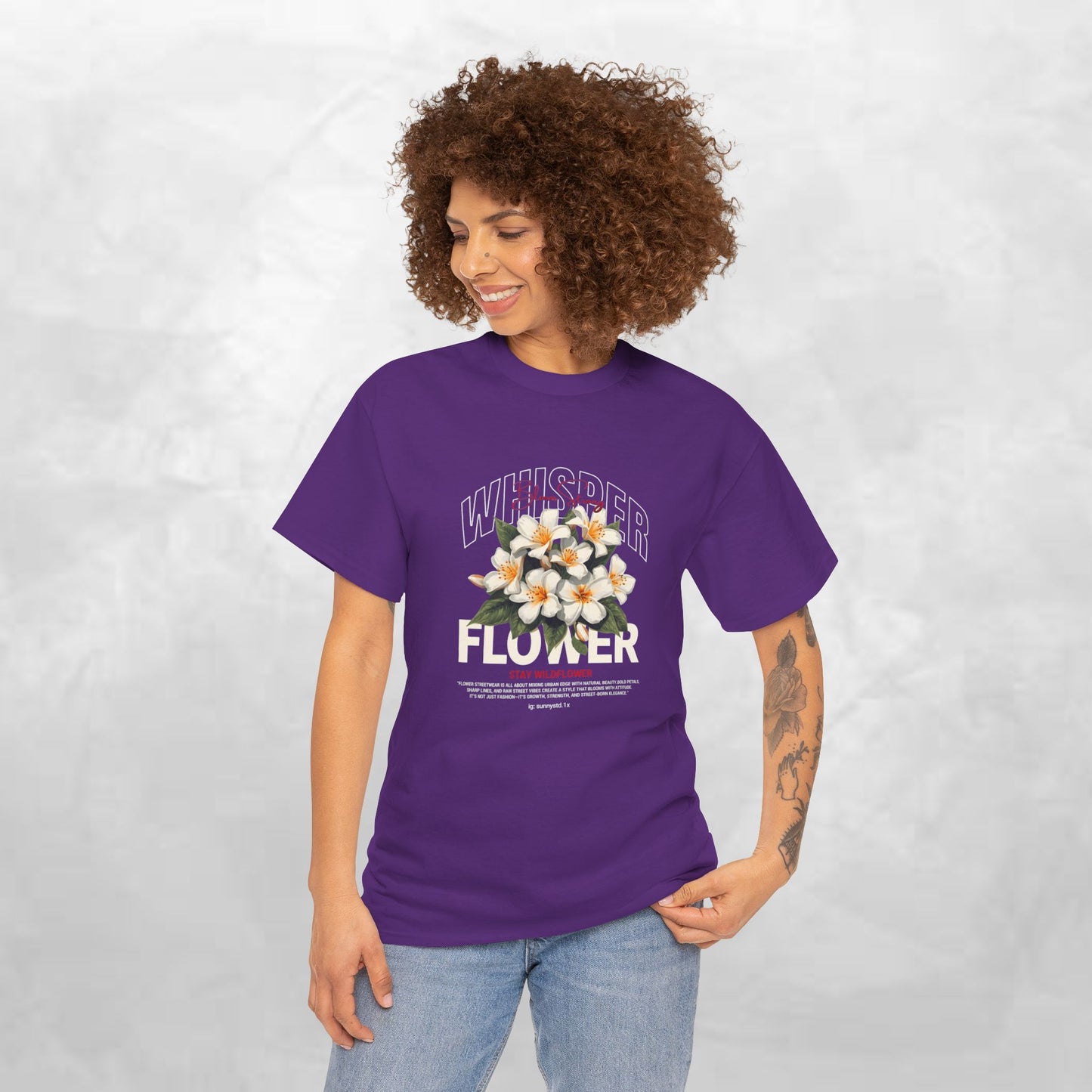 Floral "Whisper Flower" Graphic Tee — Vintage Plumeria Blossom Shirt