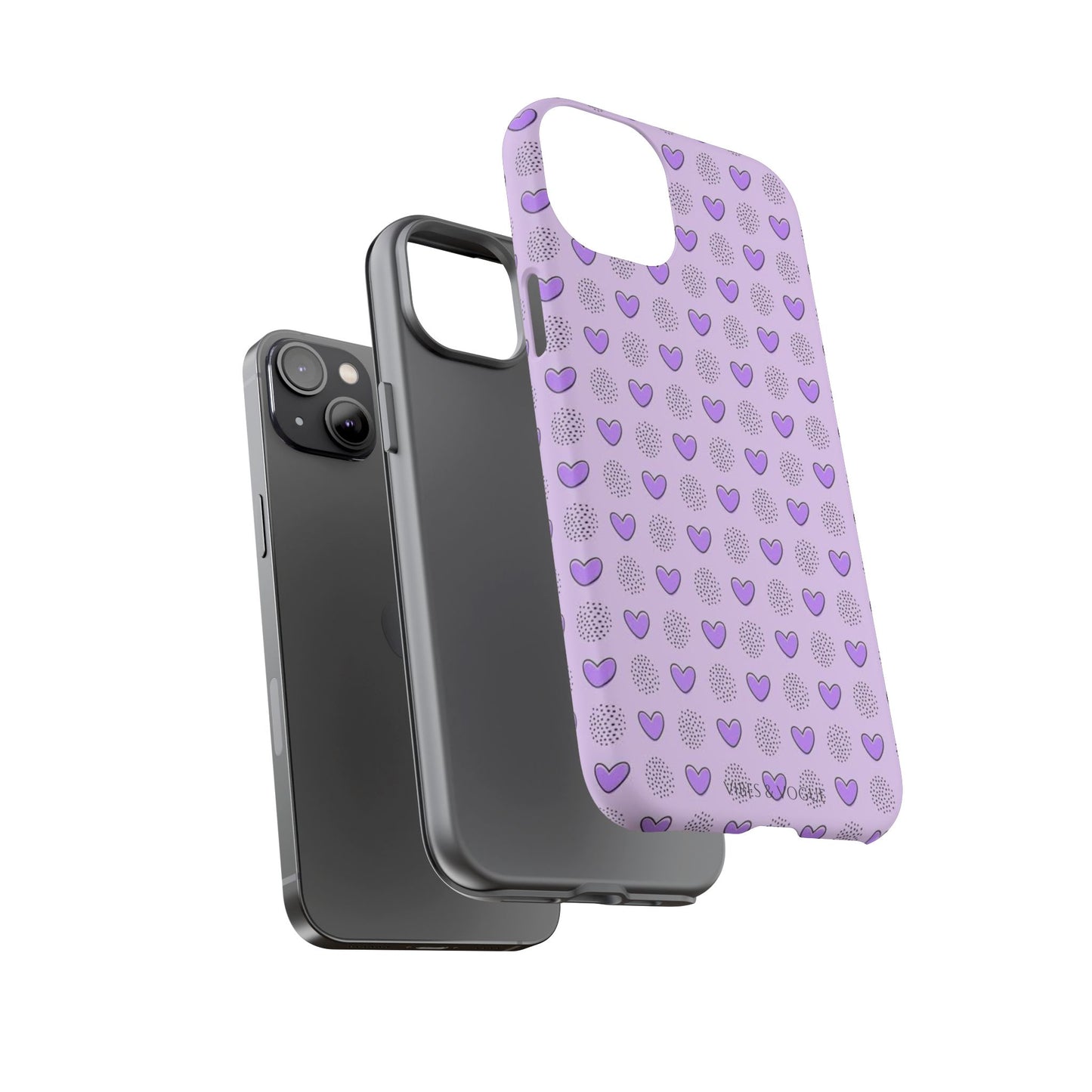 Purple Heart Pattern Phone Case - Tough Cases for a Stylish & Protective Vibe
