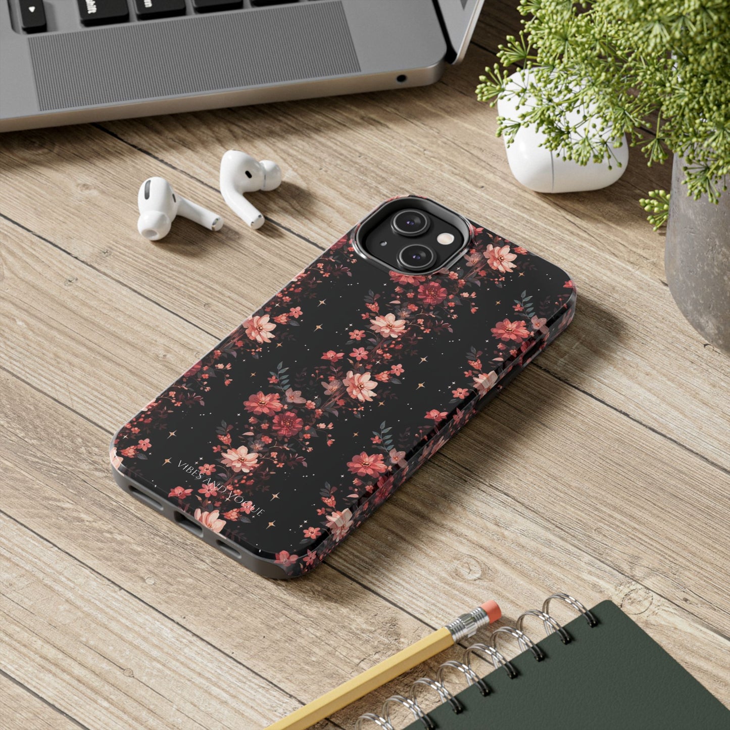 Floral Galaxy Phone Case – Dark Pink Blossom Tough Protective Case