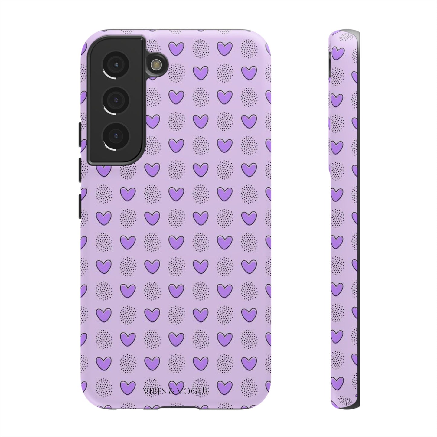 Purple Heart Pattern Phone Case - Tough Cases for a Stylish & Protective Vibe