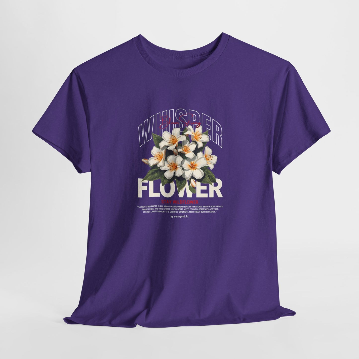 Floral "Whisper Flower" Graphic Tee — Vintage Plumeria Blossom Shirt